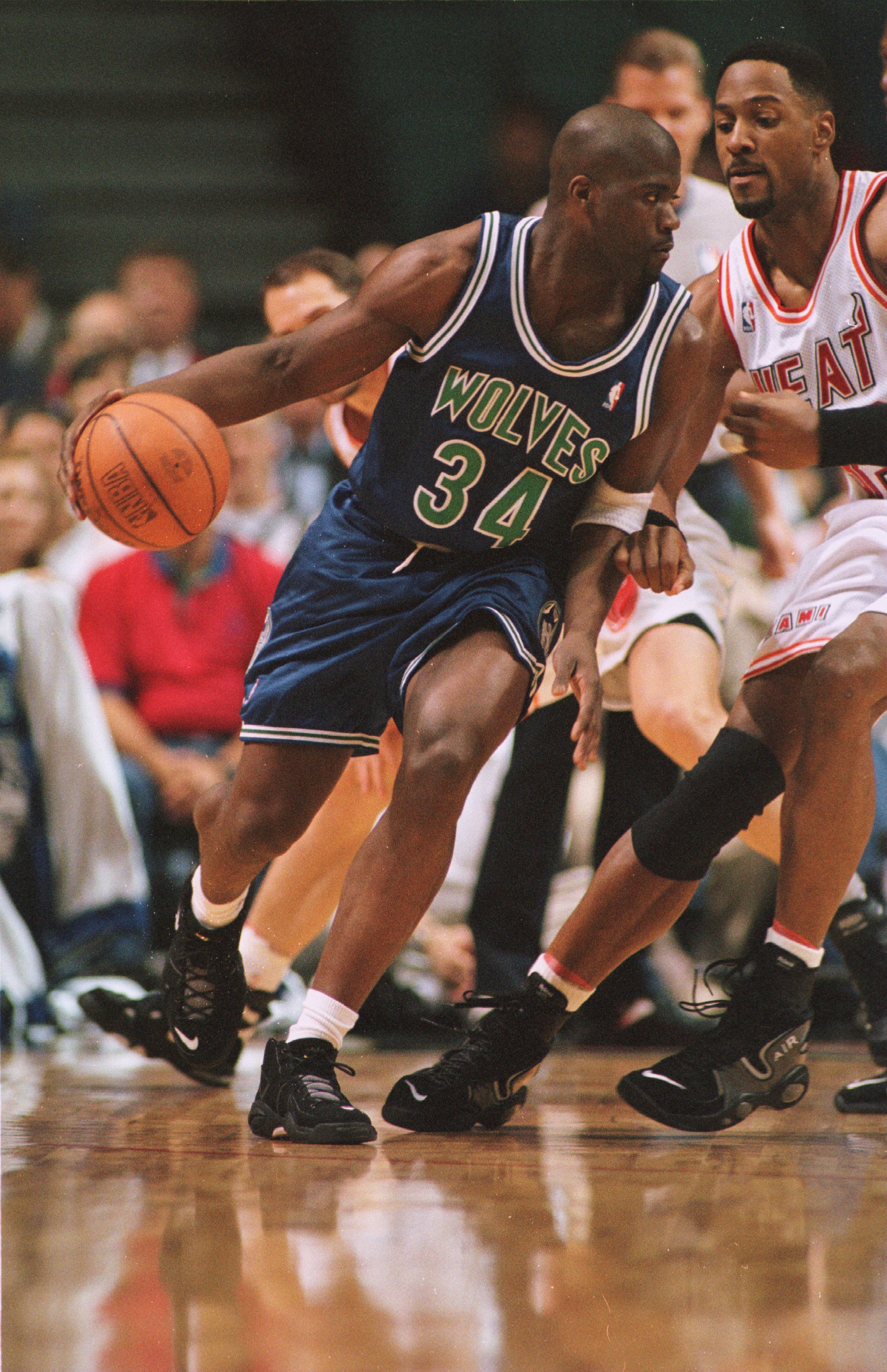 5 Mar 1996:  Guard Isaiah Rider of the Minnesota Timberwolves drives to the basket during the Timberwolves 113-72 loss to the Miami Heat at Miami Arena in Miami, Florida. Mandatory Credit: Allsport USA/ALLSPORT