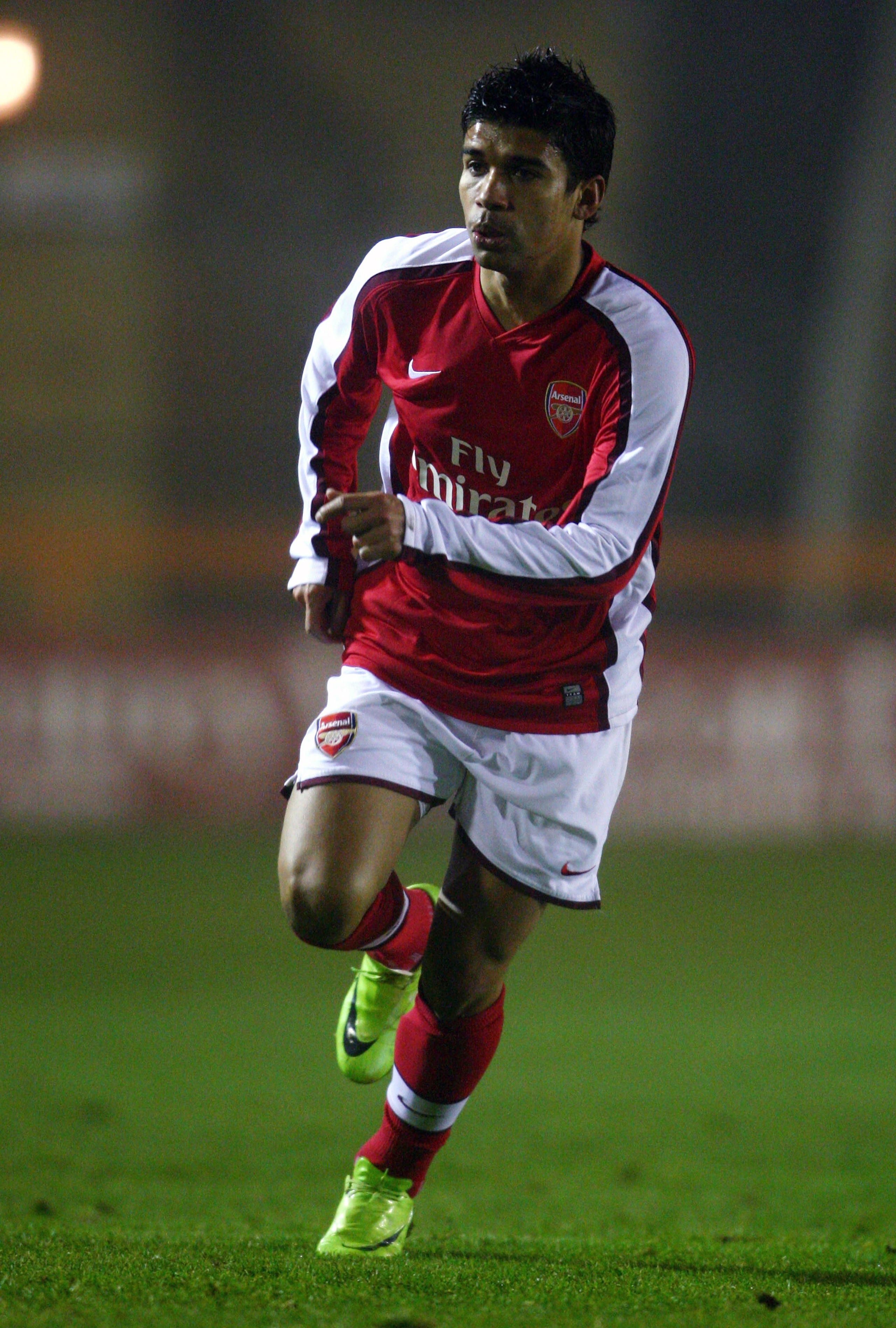 LONDON - DECEMBER 16:  Eduardo of Arsenal runs during the Barclays Premier Reserve League South match between Arsenal Reserves and Portsmouth Reserves at Underhill Stadium on December 16, 2008 in London, England.  (Photo by Jamie McDonald/Getty Images)
