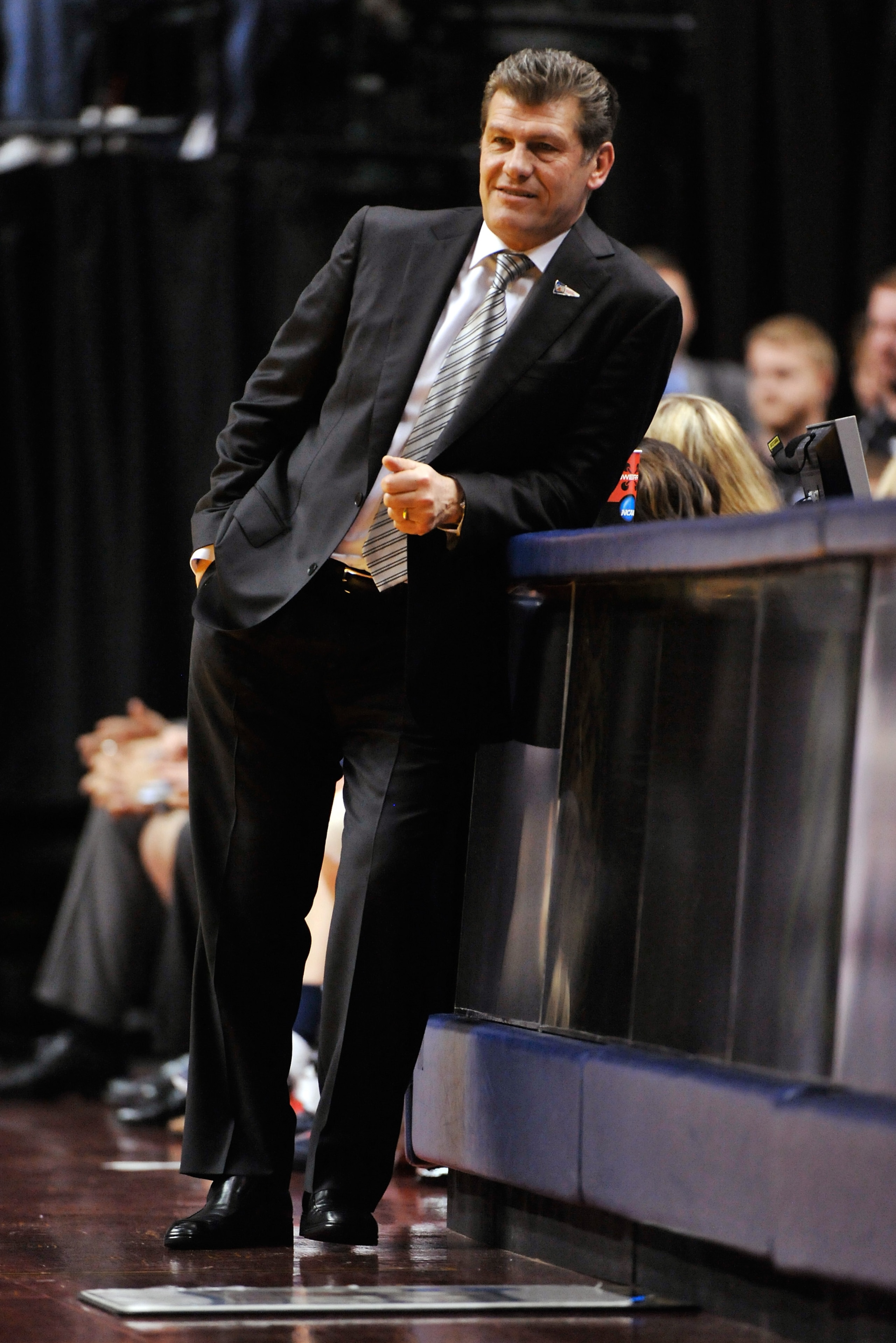 INDIANAPOLIS, IN - APRIL 3:  Head Coach Geno Auriemma of the Connecticut Huskies watches his team play the Notre Dame Fighting Irish during the 2011 NCAA Women's Final Four at Conseco Fieldhouse on April 3, 2011 in Indianapolis, Indiana.  (Photo by Jamie