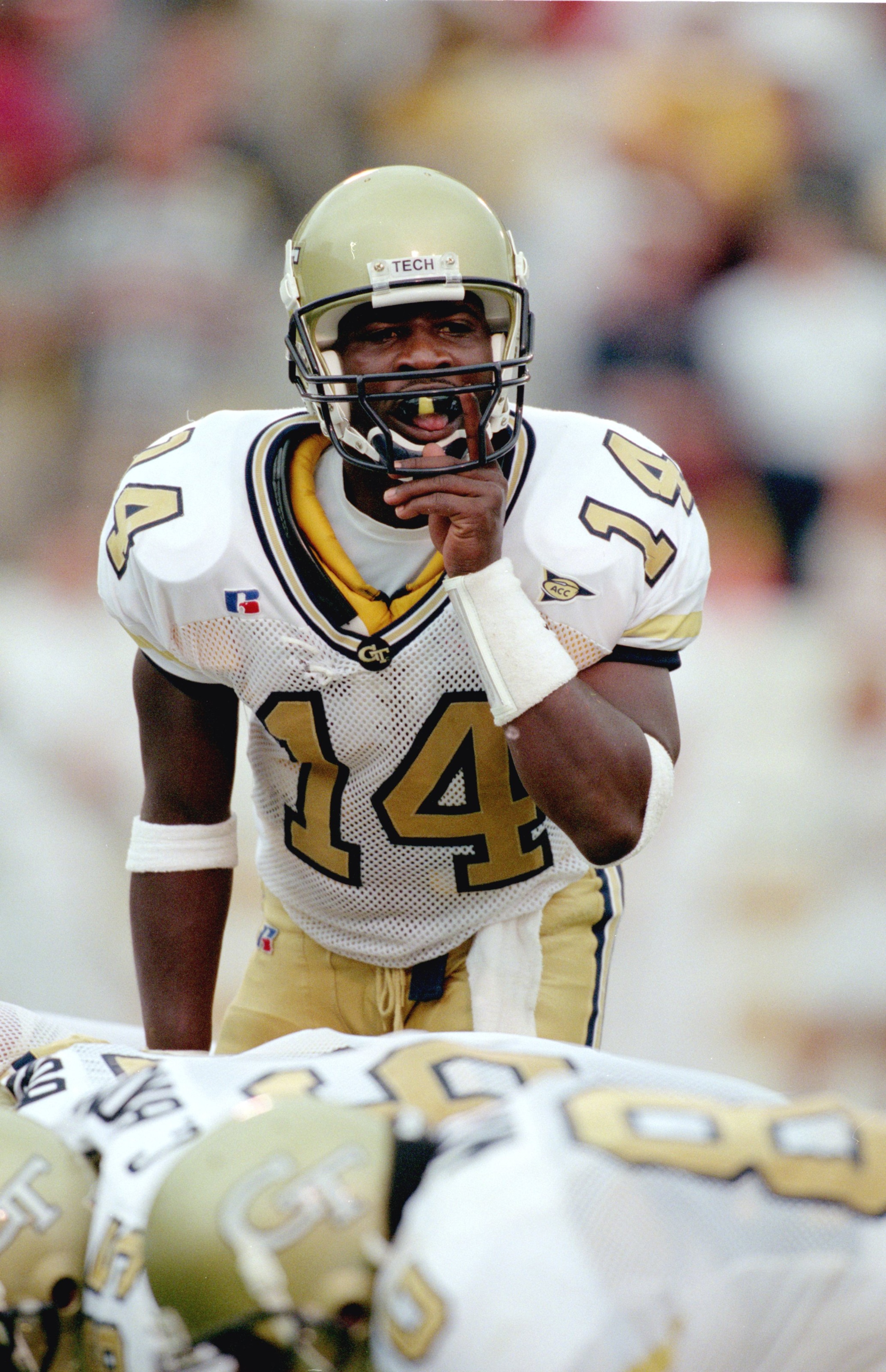 9 Oct 1999: Joe Hamilton #14 of the Georgia Tech Yellow Jackets calls the count during the game against the North Carolina Tar Heels at the Bobby Dodd Stadium in Atlanta, Georgia. The Yellow Jackets defeated the Tar Heels 31-24. Mandatory Credit: Scott Ha