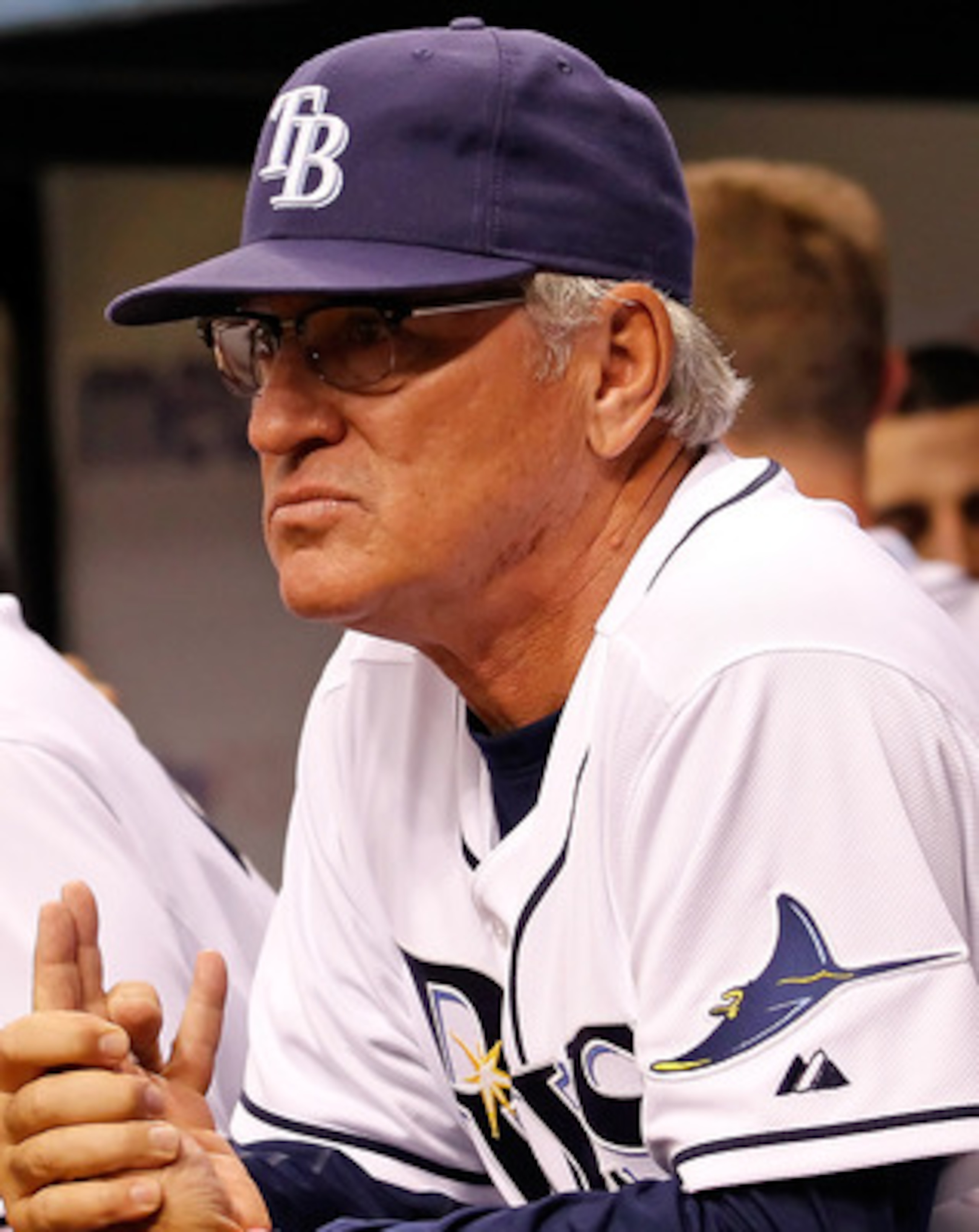 ST. PETERSBURG, FL - APRIL 15:  Manager Joe Maddon #70 of the Tampa Bay Rays watches his team during a game against the Minnesota Twins during the game at Tropicana Field on April 15, 2011 in St. Petersburg, Florida.  (Photo by J. Meric/Getty Images)