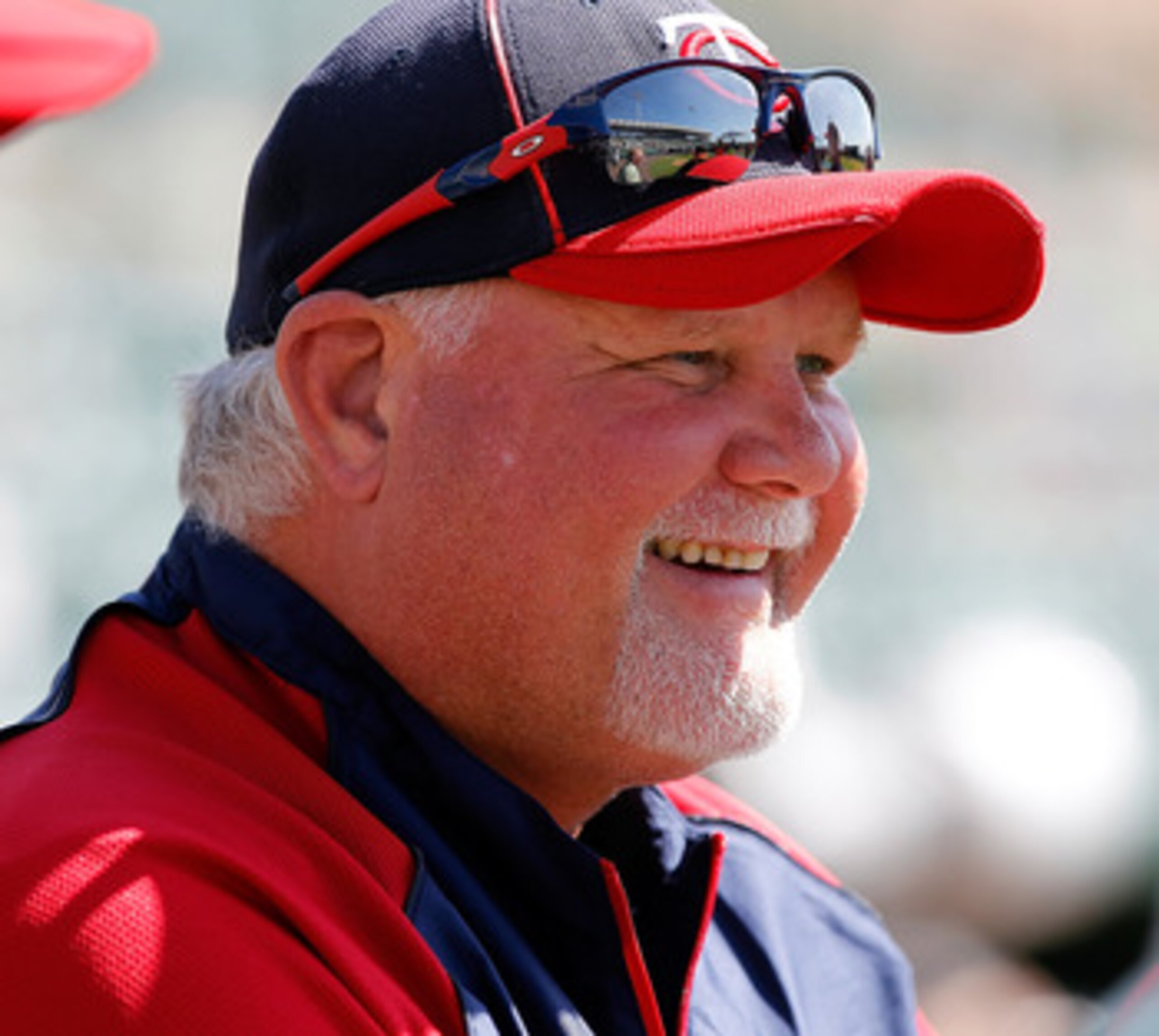 SARASOTA, FL - MARCH 03:  Manager Ron Gardenhire #35 of the Minnesota Twins smiles during batting practice just before the Grapefruit League Spring Training Game against the Baltimore Orioles at Ed Smith Stadium on March 3, 2011 in Sarasota, Florida.  (Ph