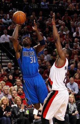 PORTLAND, OR - APRIL 21:  Jason Terry #31 of the Dallas Mavericks shoots against Wesley Mathews #2 of the Portland Trail Blazers in Game Three of the Western Conference Quarterfinals in the 2011 NBA Playoffs on April 21, 2011 at the Rose Garden in Portlan