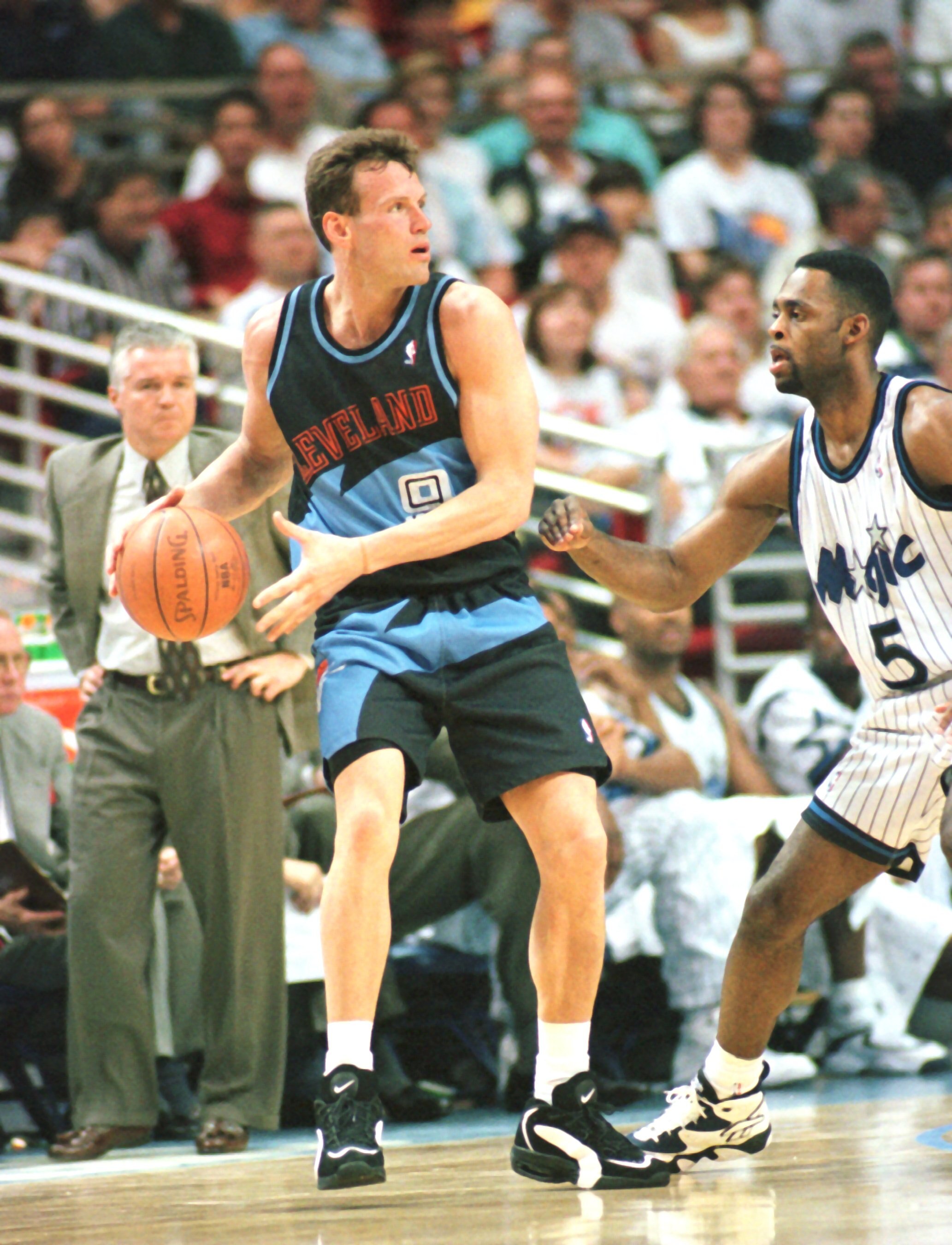 10 Apr 1996:  Dan Majerle of the Cleveland Cavaliers looks for an open pass during the Cavs 116-104 loss to the Orlando Magic at the Orlando Arena in Orlando, Florida. Mandatory Credit: Allsport USA/Allsport                                   Mandatory Cre