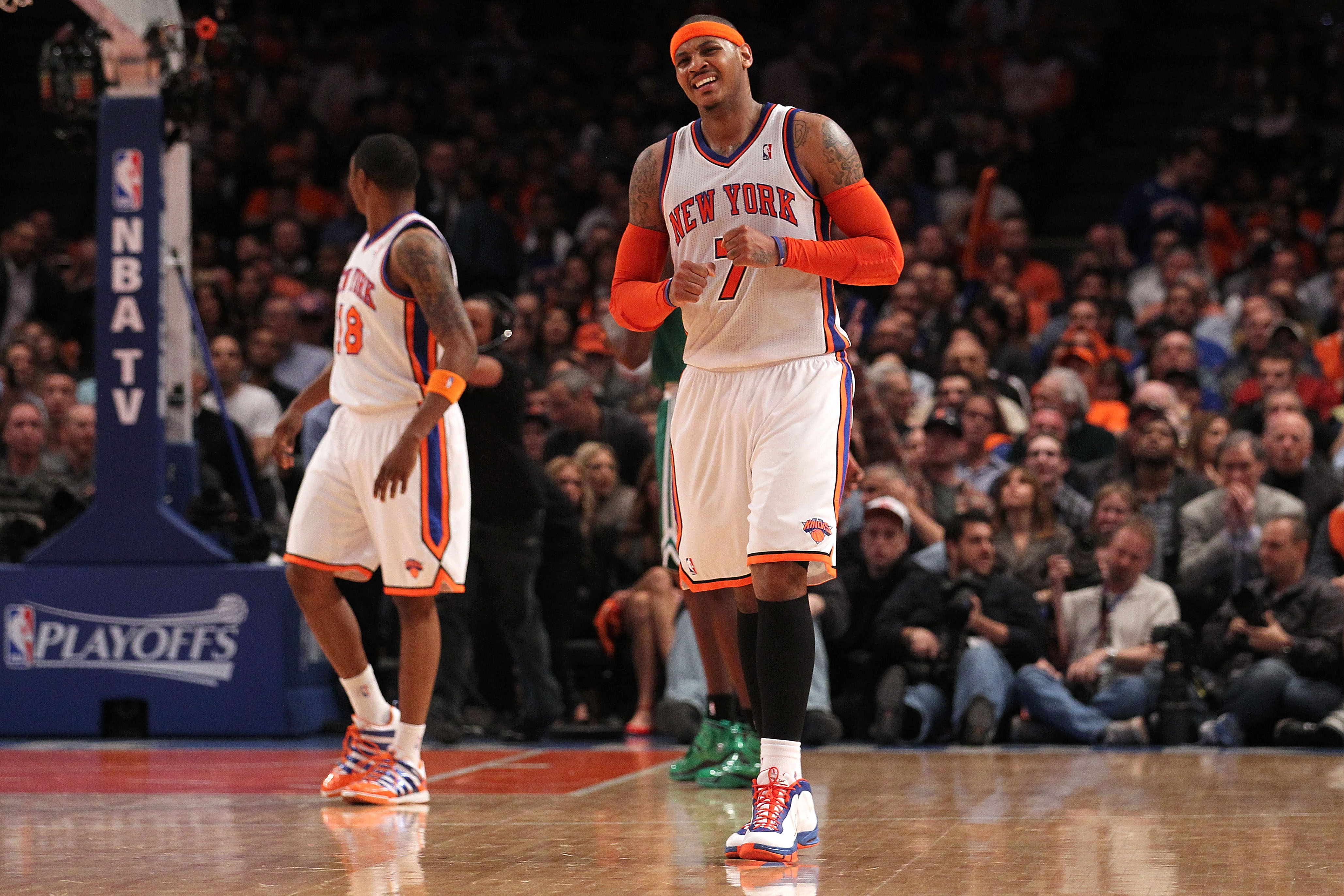 NBA PLAYOFFS: New York Knicks' Carmelo Anthony downs Boston