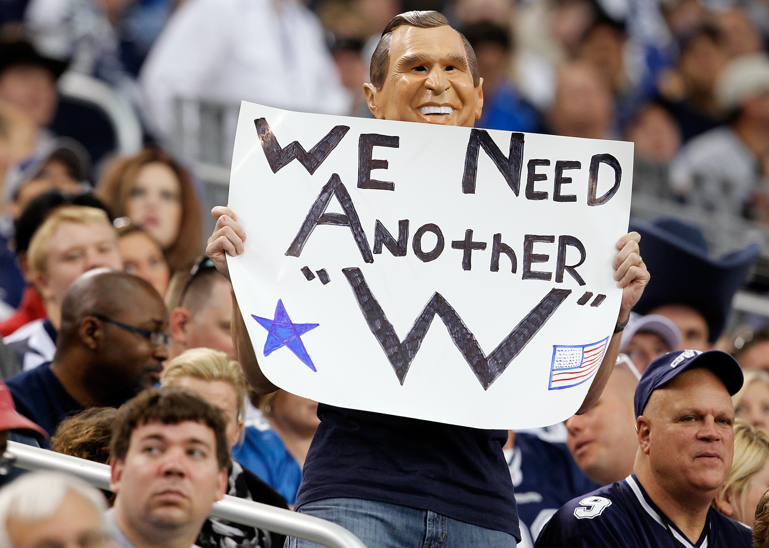 ARLINGTON, TX - NOVEMBER 21:  A Dallas Cowboys fan shows his support as the Dallas Cowboys take on the Detroit Lions at Cowboys Stadium on November 21, 2010 in Arlington, Texas.  The Cowboys beat the Lions 35-19.  (Photo by Tom Pennington/Getty Images)