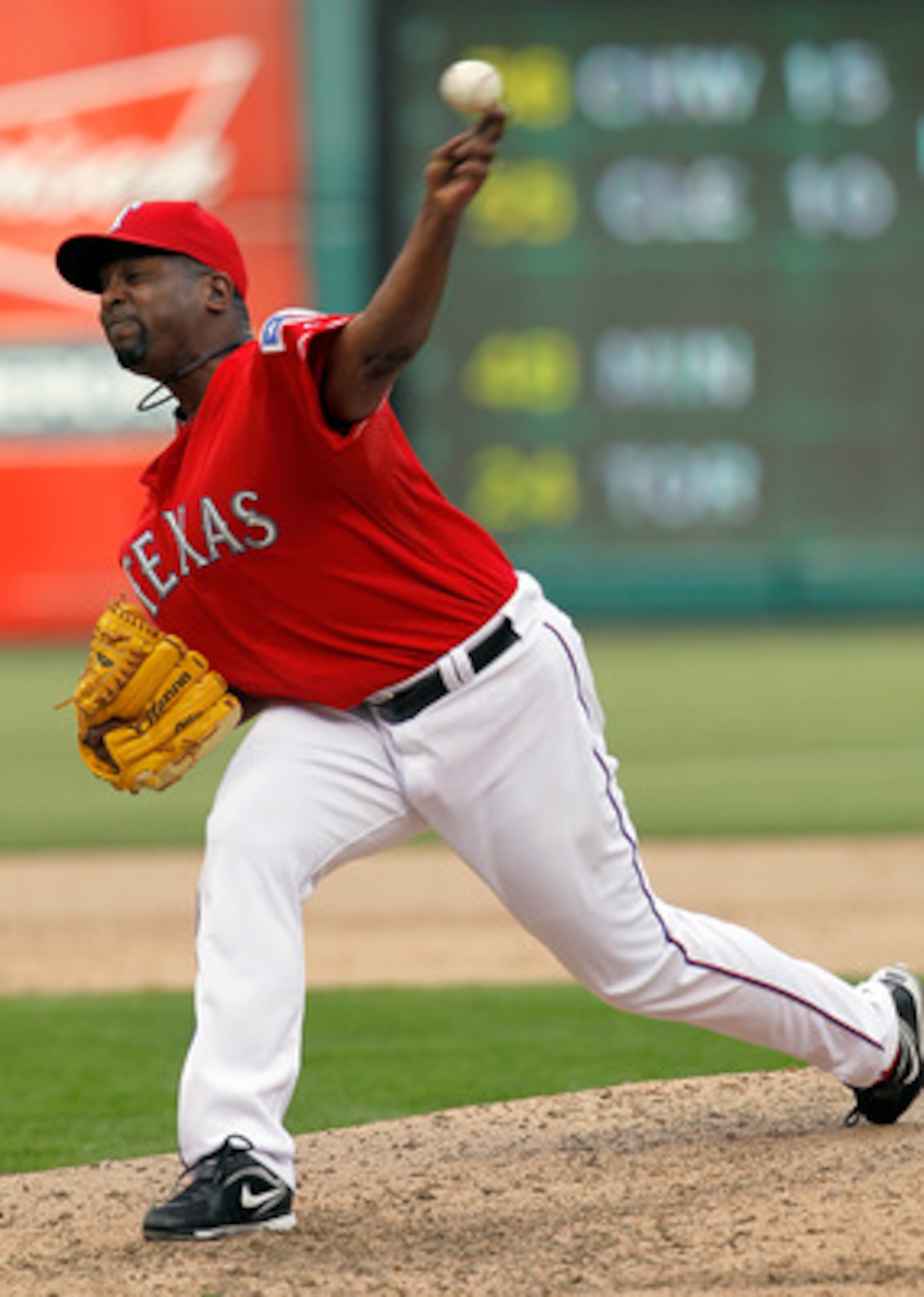 ARLINGTON, TX - APRIL 01:  Darren Oliver #28 of the Texas Rangers pitches against the Boston Red Sox on Opening Day at Rangers Ballpark in Arlington on April 1, 2011 in Arlington, Texas.  (Photo by Tom Pennington/Getty Images)