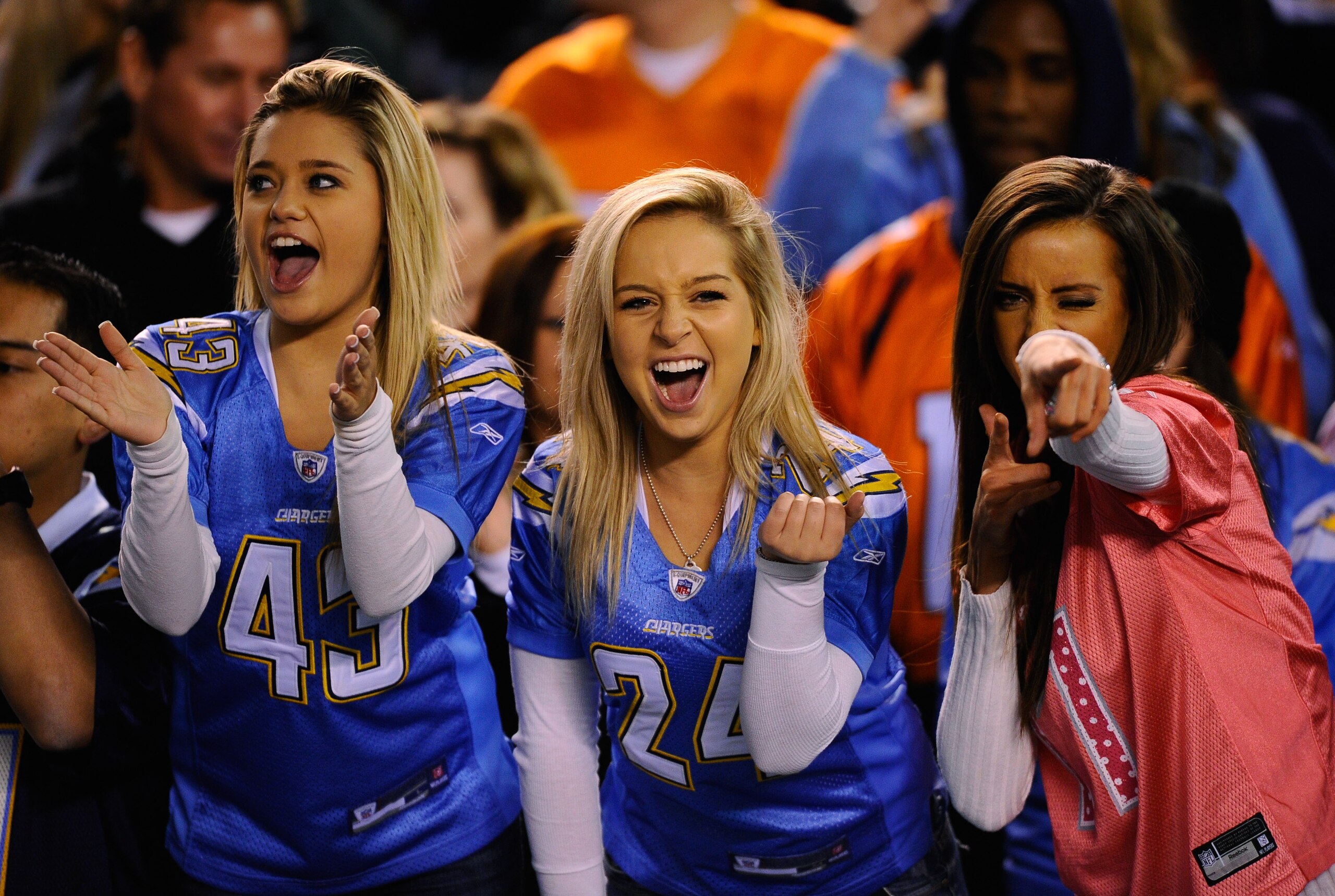 SAN DIEGO - NOVEMBER 22:  Fans of San Diego Chargers during the NFL football game against Denver Broncos at Qualcomm Stadium on November 22, 2010 in San Diego, California.  (Photo by Kevork Djansezian/Getty Images)
