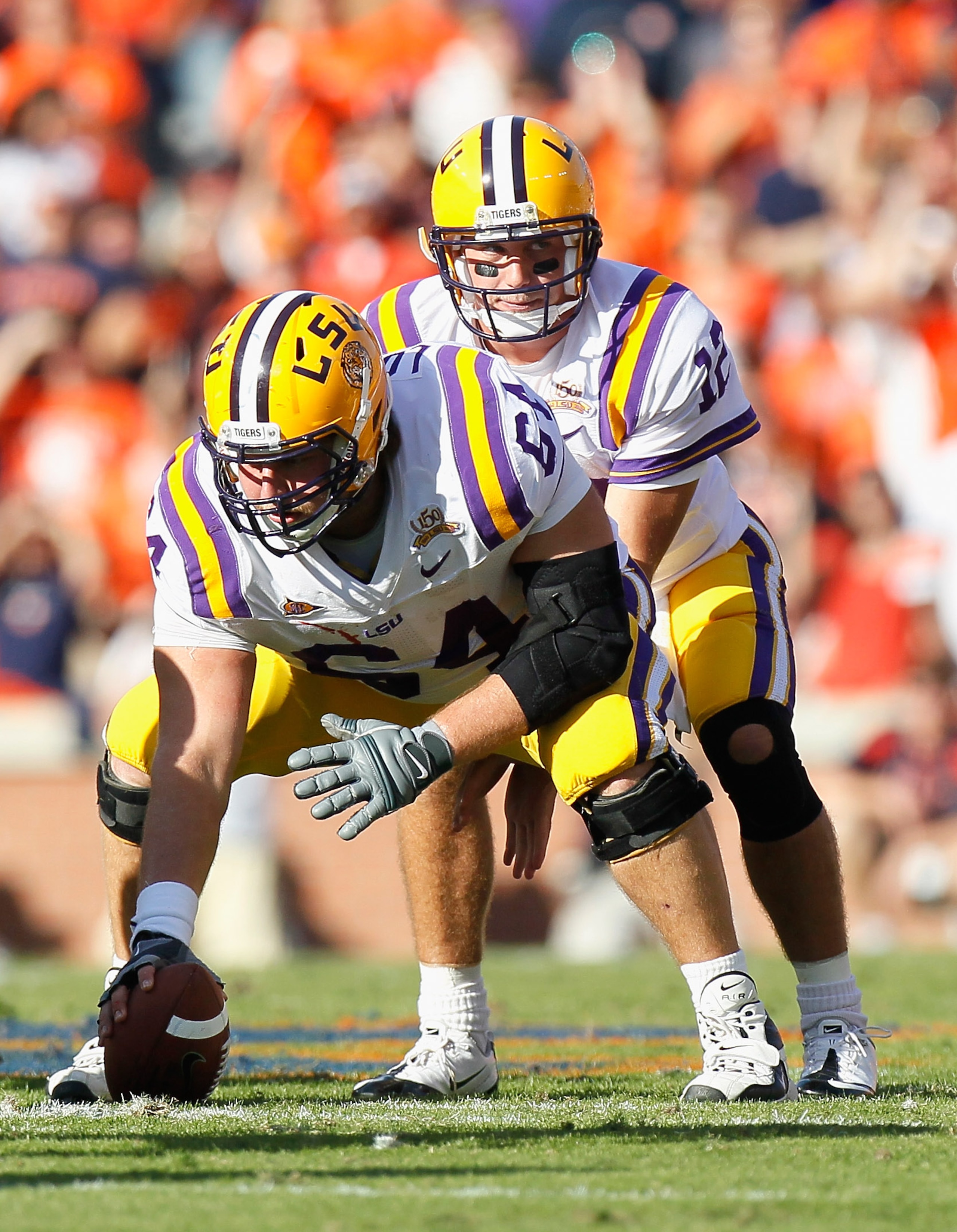 AUBURN, AL - OCTOBER 23: Quarterback Jarrett Lee #12 and P.J. Lonergan #64 of the LSU Tigers against the Auburn Tigers at Jordan-Hare Stadium on October 23, 2010 in Auburn, Alabama. (Photo by Kevin C. Cox/Getty Images) AUBURN, AL - OCTOBER 23: Quarterback Jarrett Lee #12 and P.J. Lonergan #64 of the LSU Tigers against the Auburn Tigers at Jordan-Hare Stadium on October 23, 2010 in Auburn, Alabama. (Photo by Kevin C. Cox/Getty Images)