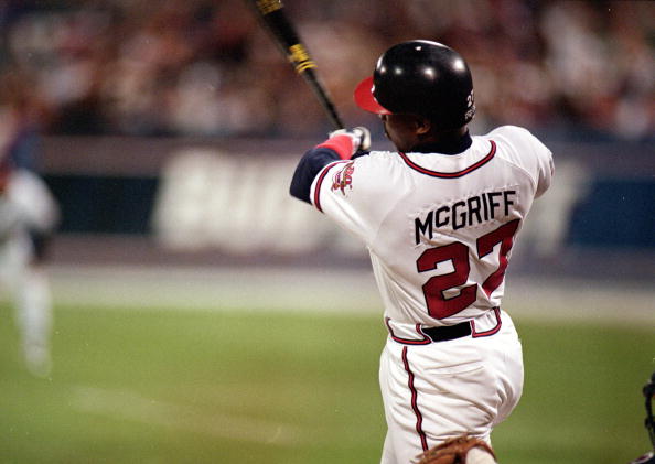 BN513 Fred McGriff Braves swing Photo