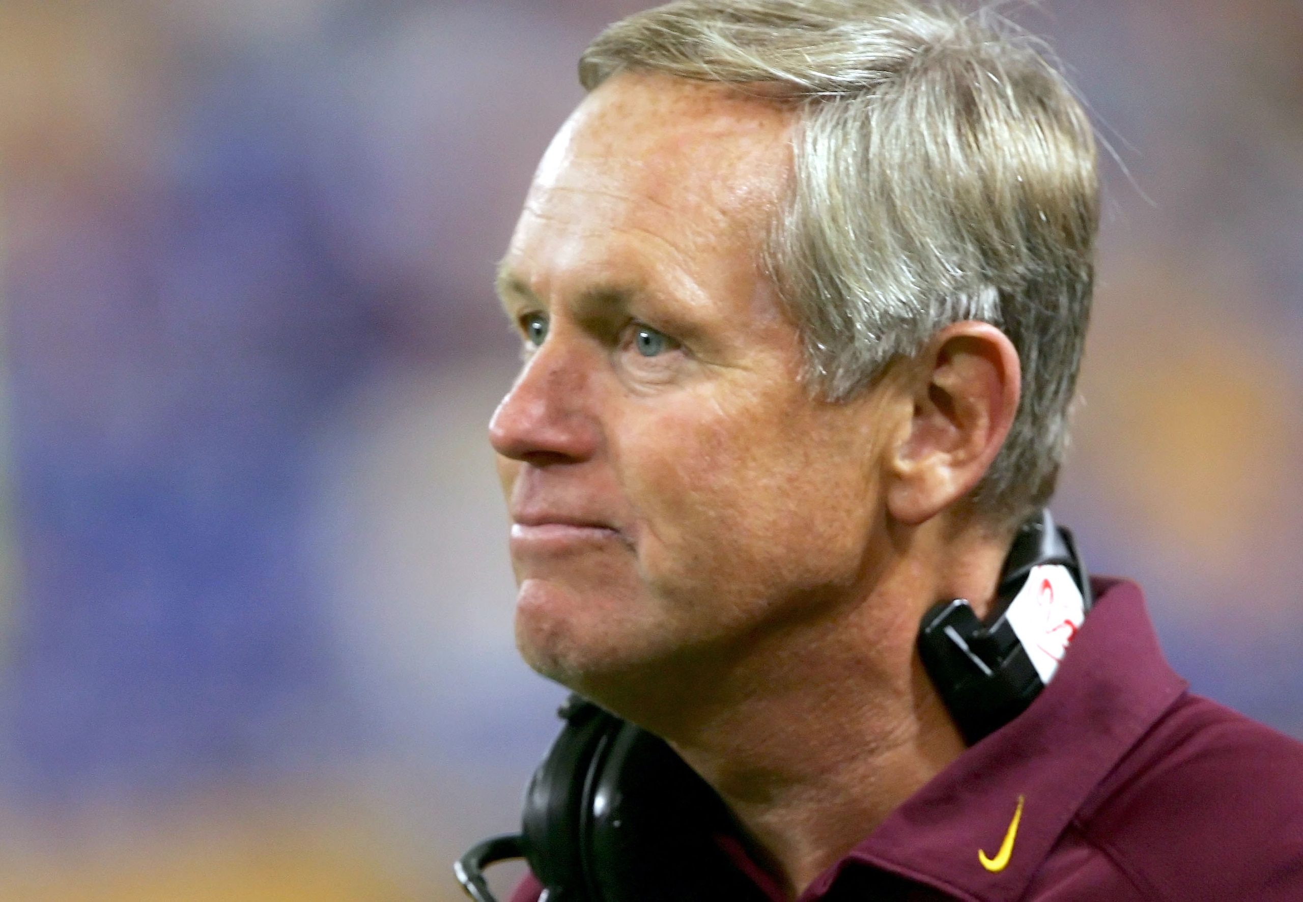 MINNEAPOLIS - SEPTEMBER 10:  Head coach Glen Mason of the Minnesota Golden Gophers looks on from the sideline during the game against the Colorado State Rams on September 10, 2005 at H.H.H. Metrodome in Minneapolis, Minnesota. Minnesota defeated Colorado
