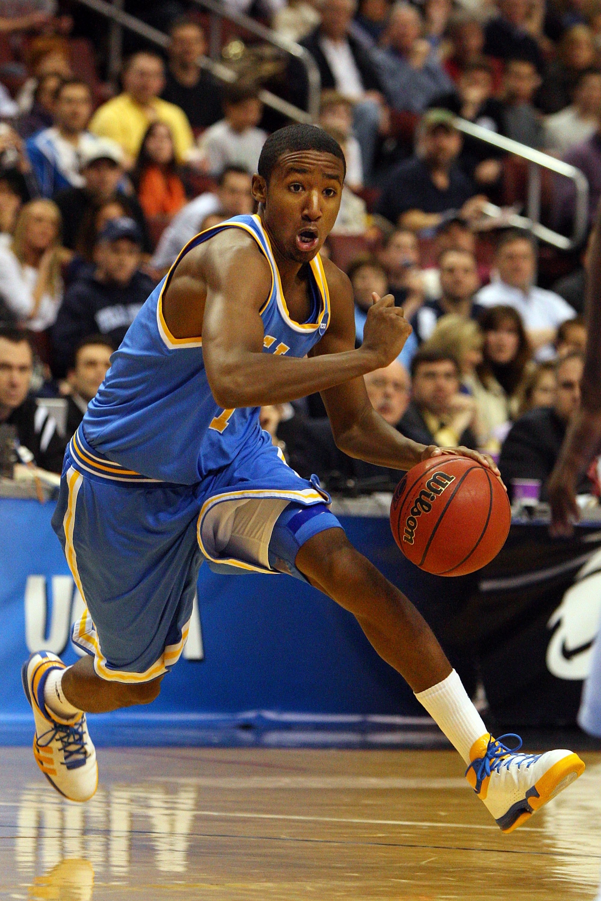 PHILADELPHIA - MARCH 21:  Malcolm Lee #1 of the UCLA Bruins drives during the game against the Villanova Wildcats during the second round of the NCAA Division I Men's Basketball Tournament at the Wachovia Center on March 21, 2009 in Philadelphia, Pennsylv