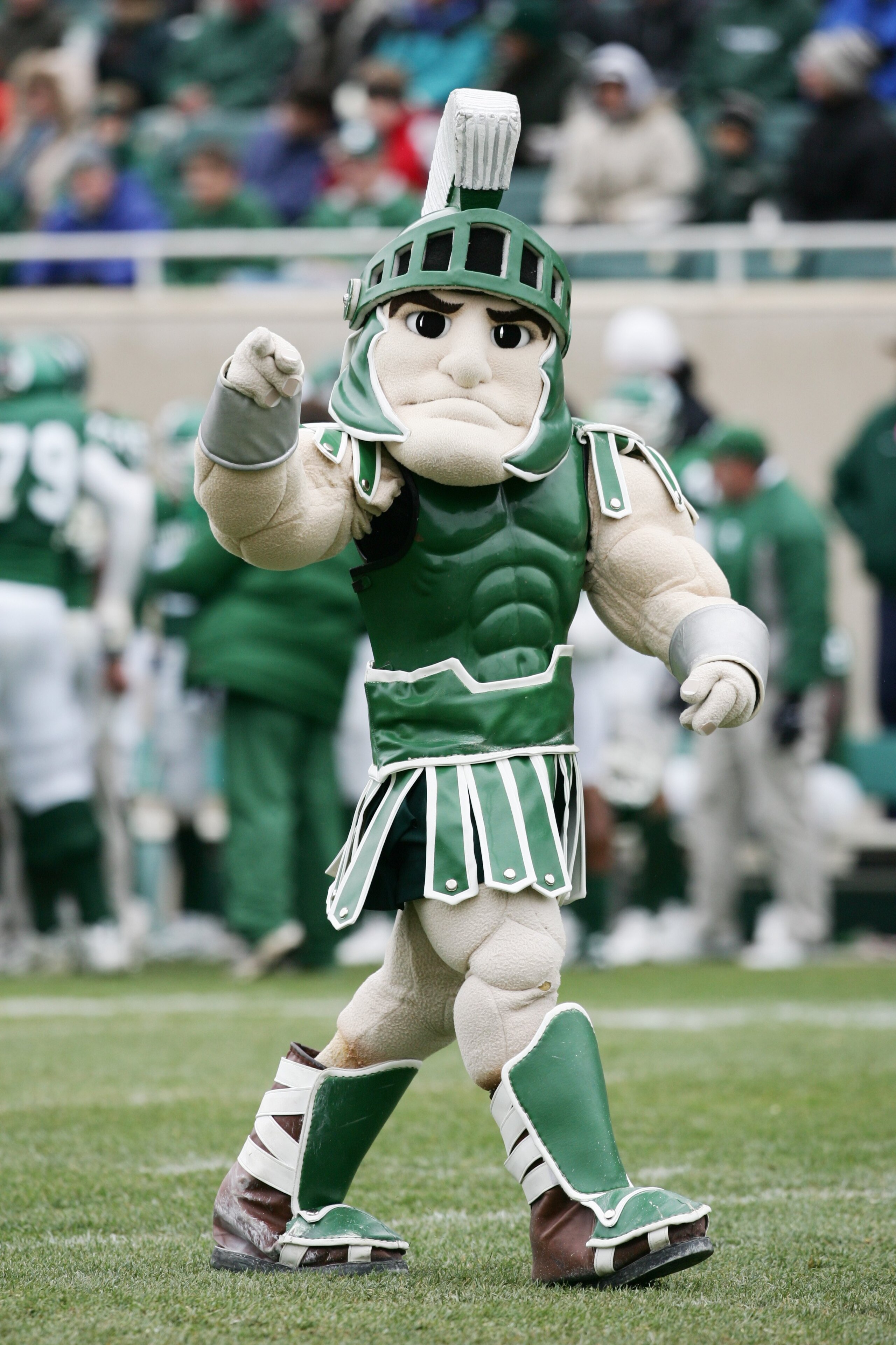 EAST LANSING, MI - NOVEMBER 11: The Michigan State Spartans mascot Sparty walks on the field during the game against the Minnesota Golden Gophers at Spartan Stadium on November 11, 2006 in East Lansing, Michigan. Minnesota won 31-18. (Photo by Harry How/ EAST LANSING, MI - NOVEMBER 11: The Michigan State Spartans mascot Sparty walks on the field during the game against the Minnesota Golden Gophers at Spartan Stadium on November 11, 2006 in East Lansing, Michigan. Minnesota won 31-18. (Photo by Harry How/