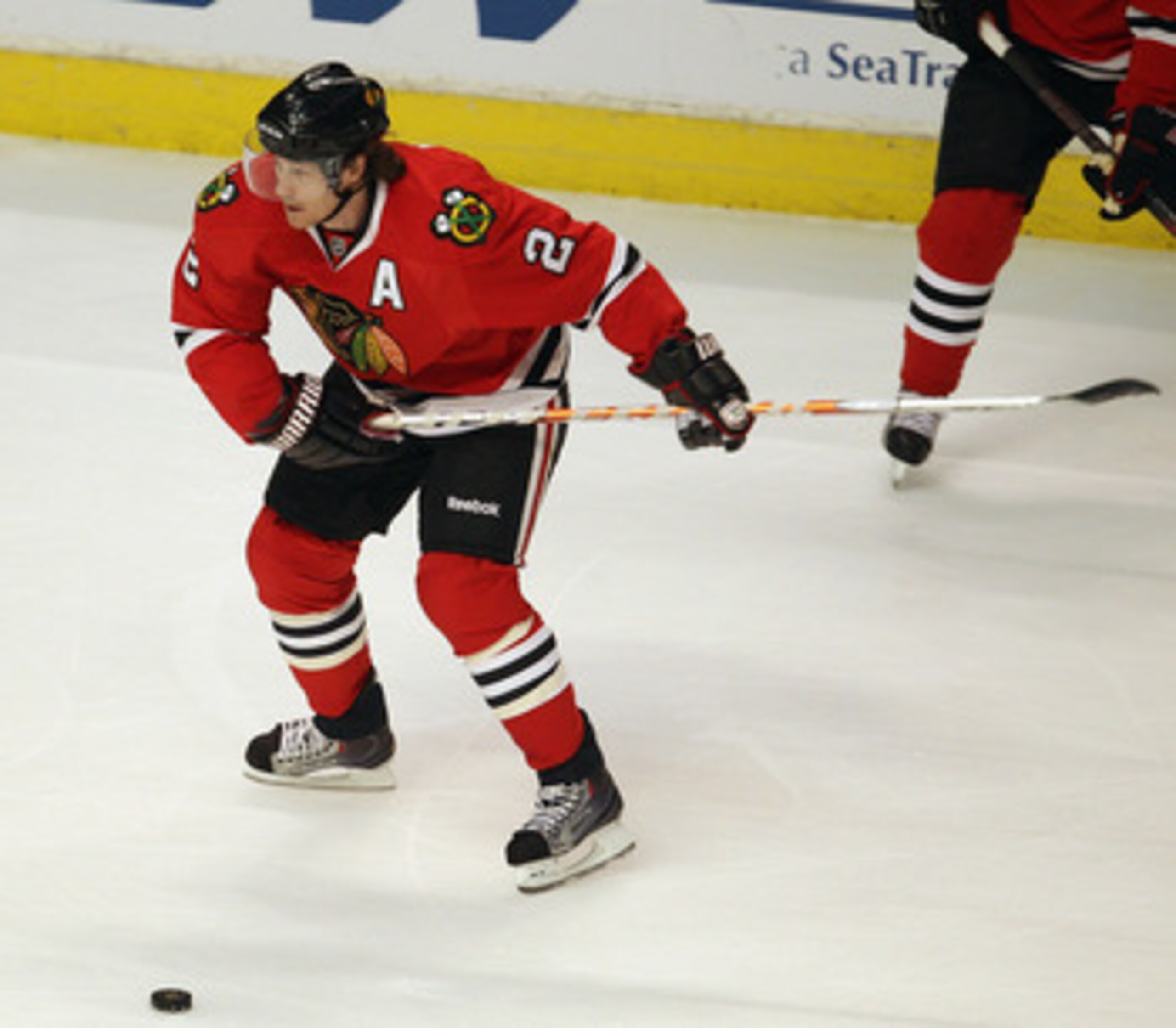 CHICAGO, IL - APRIL 17: Duncan Keith #2 of the Chicago Blackhawks gets set to shoot against the Vancouver Canucks in Game Three of the Western Conference Quarterfinals during the 2011 NHL Stanley Cup Playoffs at the United Center on April 17, 2011 in Chic