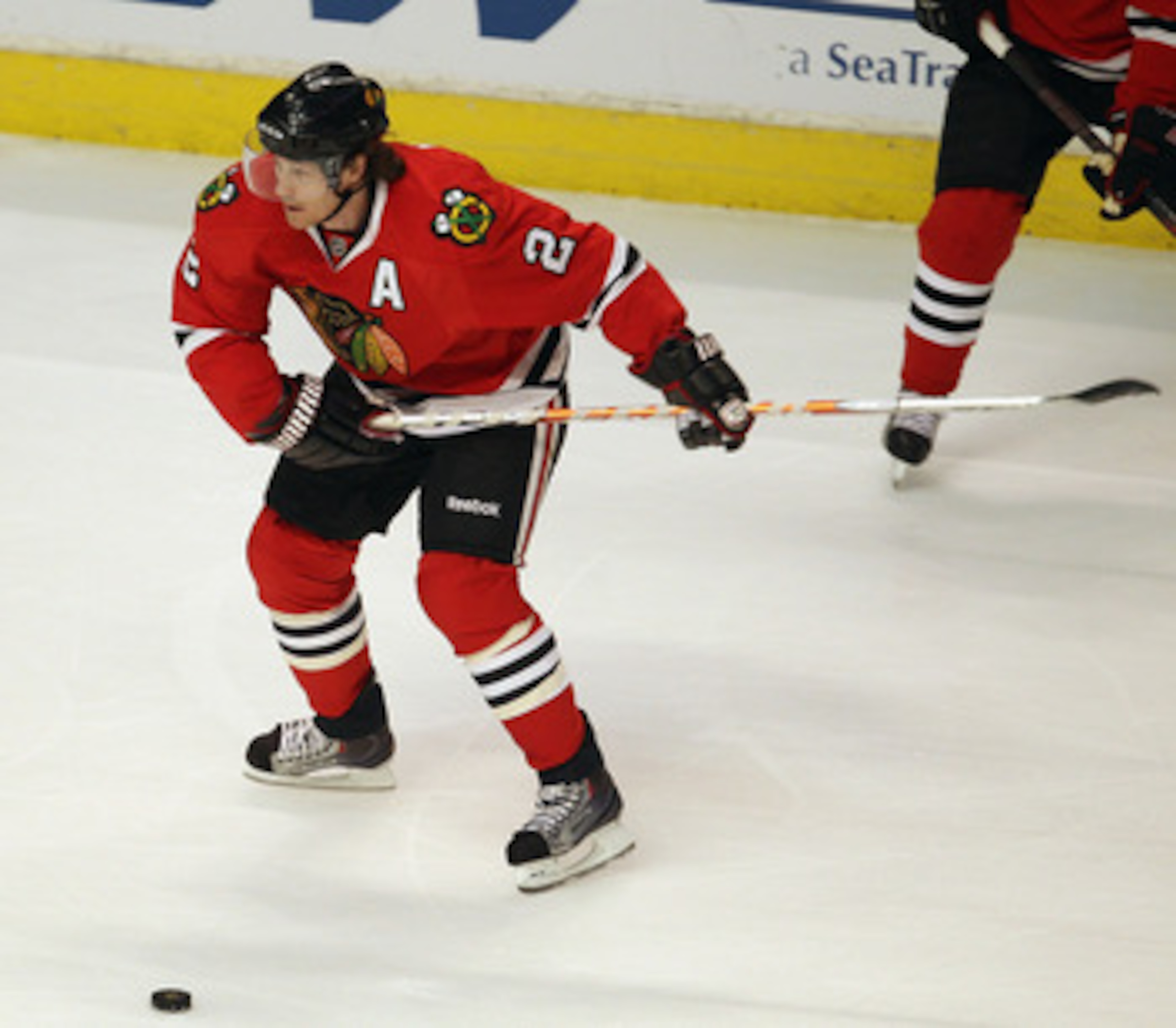 CHICAGO, IL - APRIL 17: Duncan Keith #2 of the Chicago Blackhawks gets set to shoot against the Vancouver Canucks in Game Three of the Western Conference Quarterfinals during the 2011 NHL Stanley Cup Playoffs at the United Center on April 17, 2011 in Chic