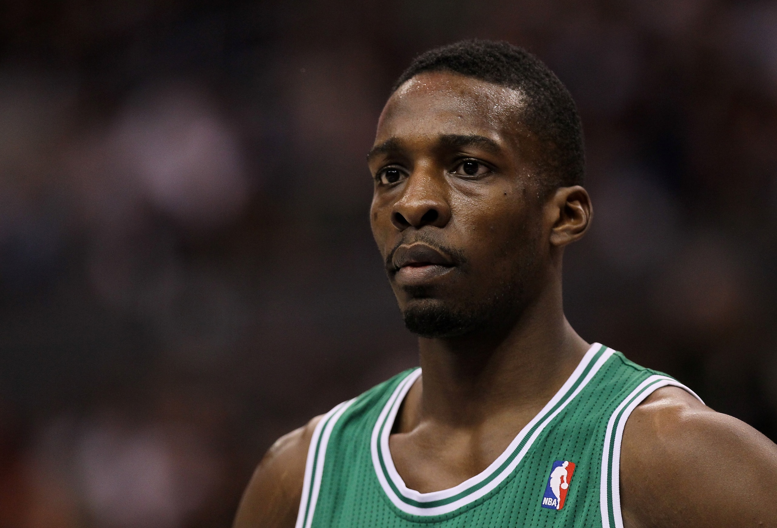 LOS ANGELES, CA - FEBRUARY 26:  Jeff Green #8 of the Boston Celtics stands on the court during the game with the Los Angeles Clippers at Staples Center on February 26, 2011  in Los Angeles, California.  The Celtics won 99-92.   NOTE TO USER: User expressl