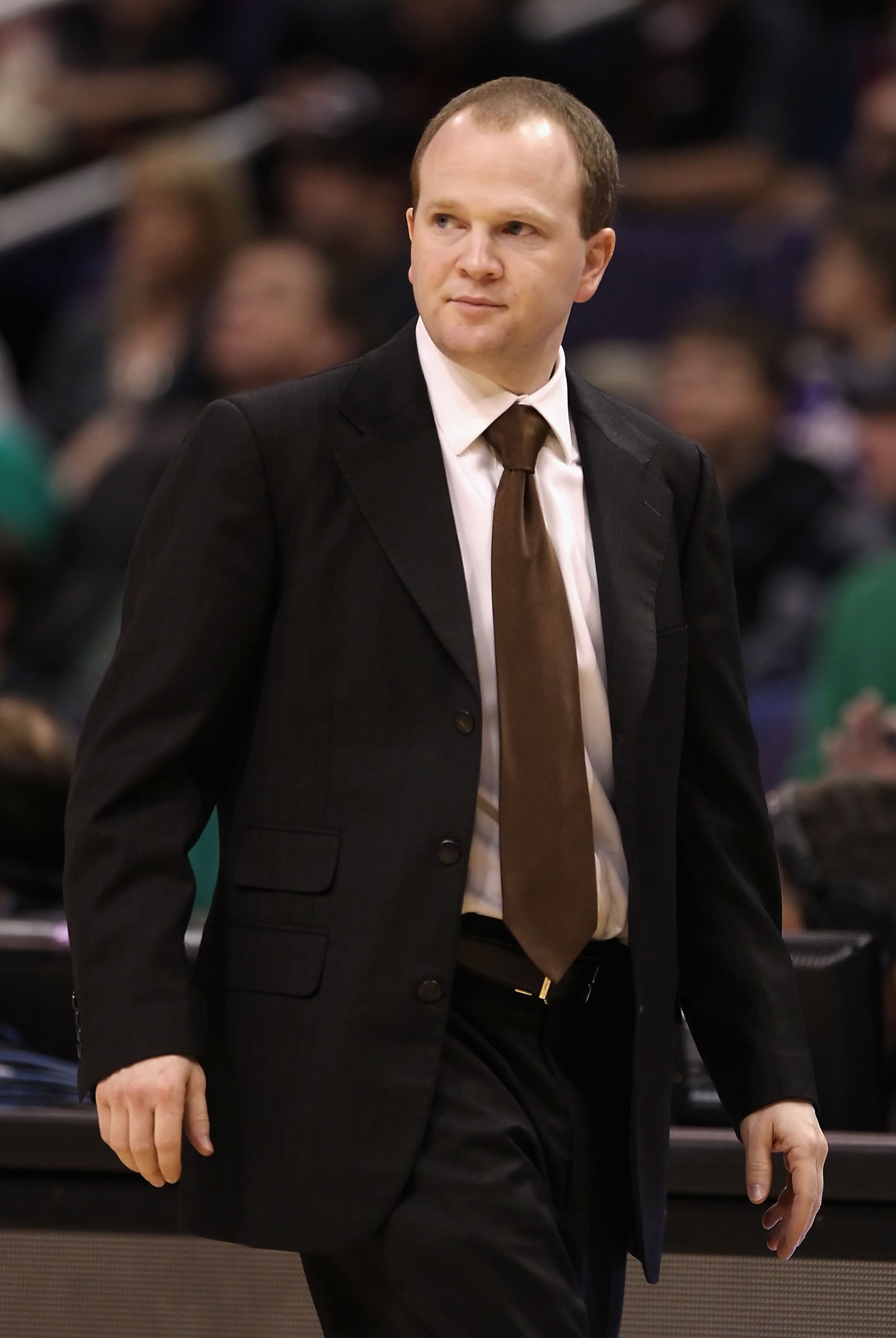 PHOENIX, AZ - JANUARY 28:  Assistant coach Lawrence Frank of the Boston Celtics coaches after Doc Rivers (not pictured) was ejected from the NBA game against the Phoenix Suns at US Airways Center on January 28, 2011 in Phoenix, Arizona. The Suns defeated 