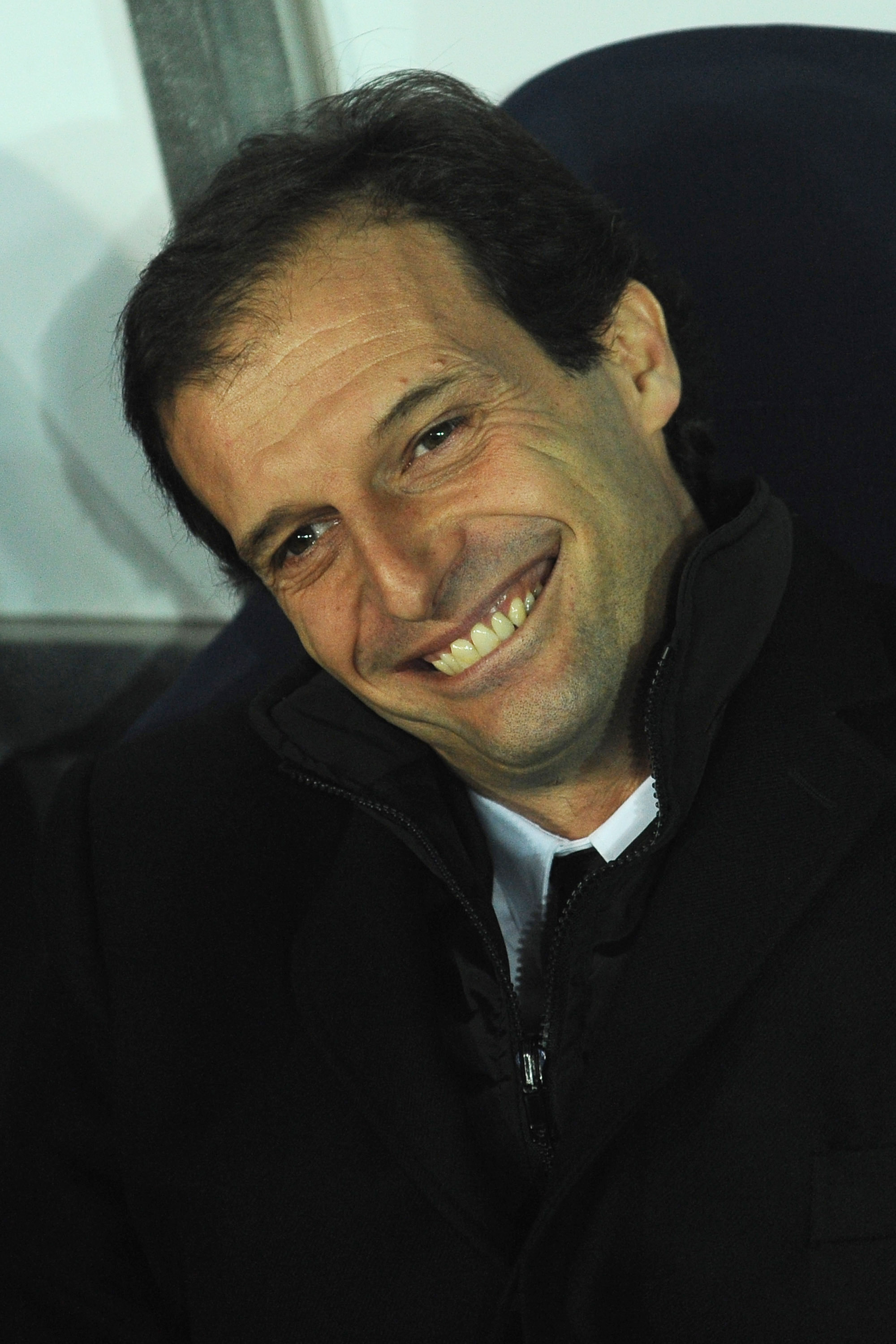 TURIN, ITALY - MARCH 05:  AC Milan head coach Massimiliano Allegri smiles prior to the Serie A match between Juventus FC and AC Milan at Olimpico Stadium on March 5, 2011 in Turin, Italy.  (Photo by Valerio Pennicino/Getty Images)