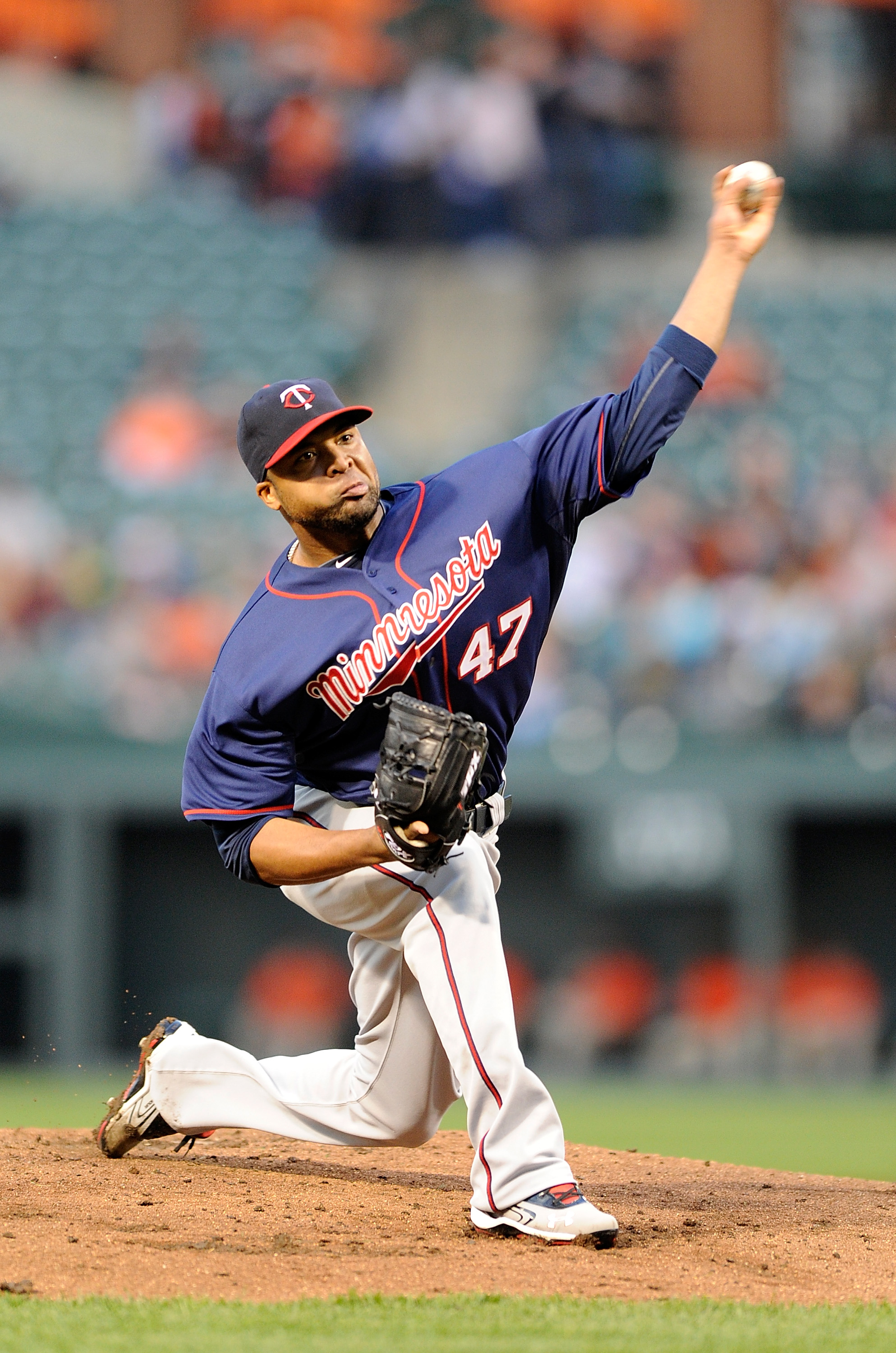 BALTIMORE, MD - APRIL 18:  Francisco Liriano #47 of the Minnesota Twins pitches against the Baltimore Orioles at Oriole Park at Camden Yards on April 18, 2011 in Baltimore, Maryland.  (Photo by Greg Fiume/Getty Images)