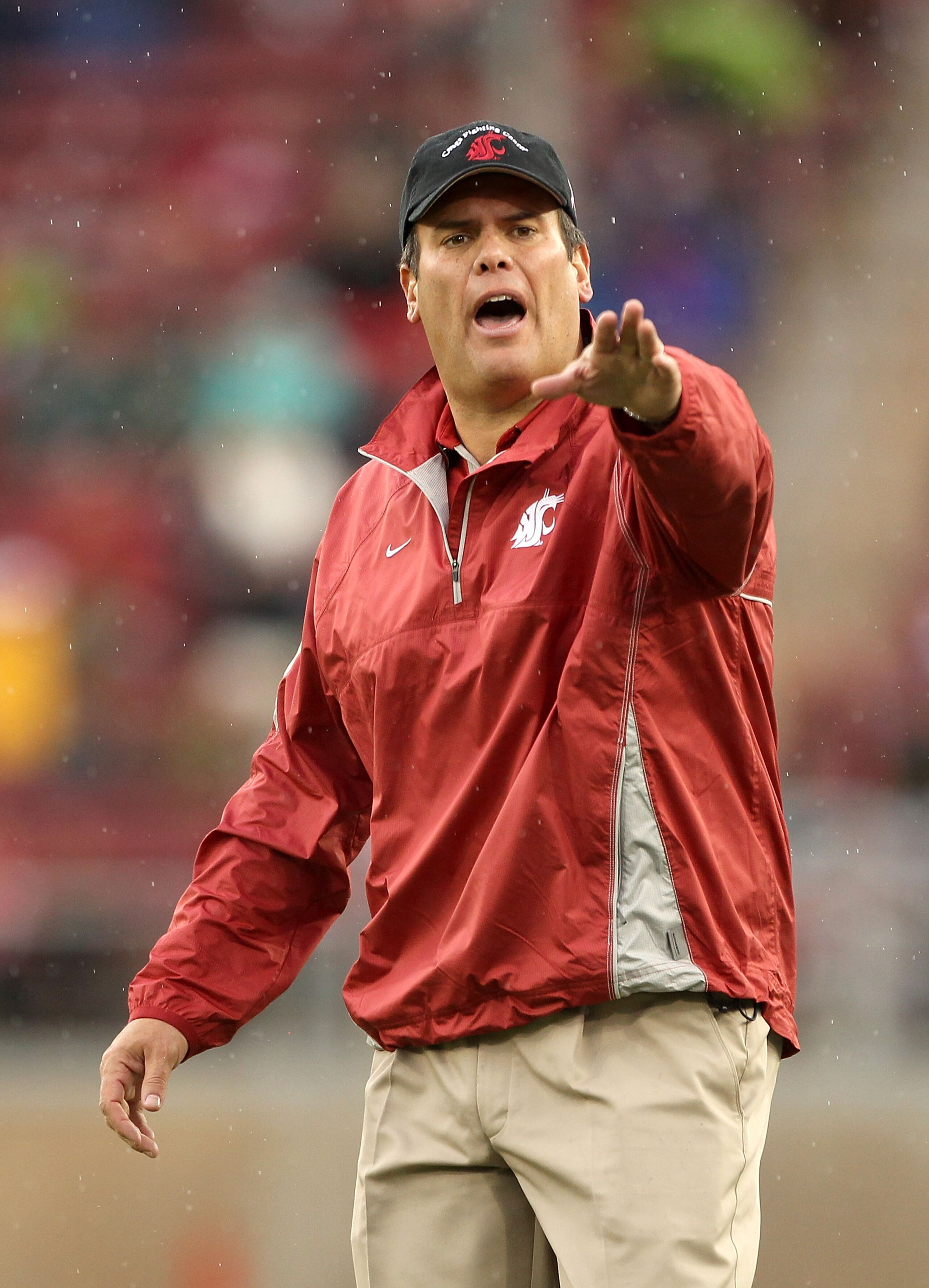 PALO ALTO, CA - OCTOBER 23:  Head coach Paul Wulff of the Washington State Cougars argues with t he referees during their game against the Stanford Cardinal at Stanford Stadium on October 23, 2010 in Palo Alto, California.  (Photo by Ezra Shaw/Getty Image