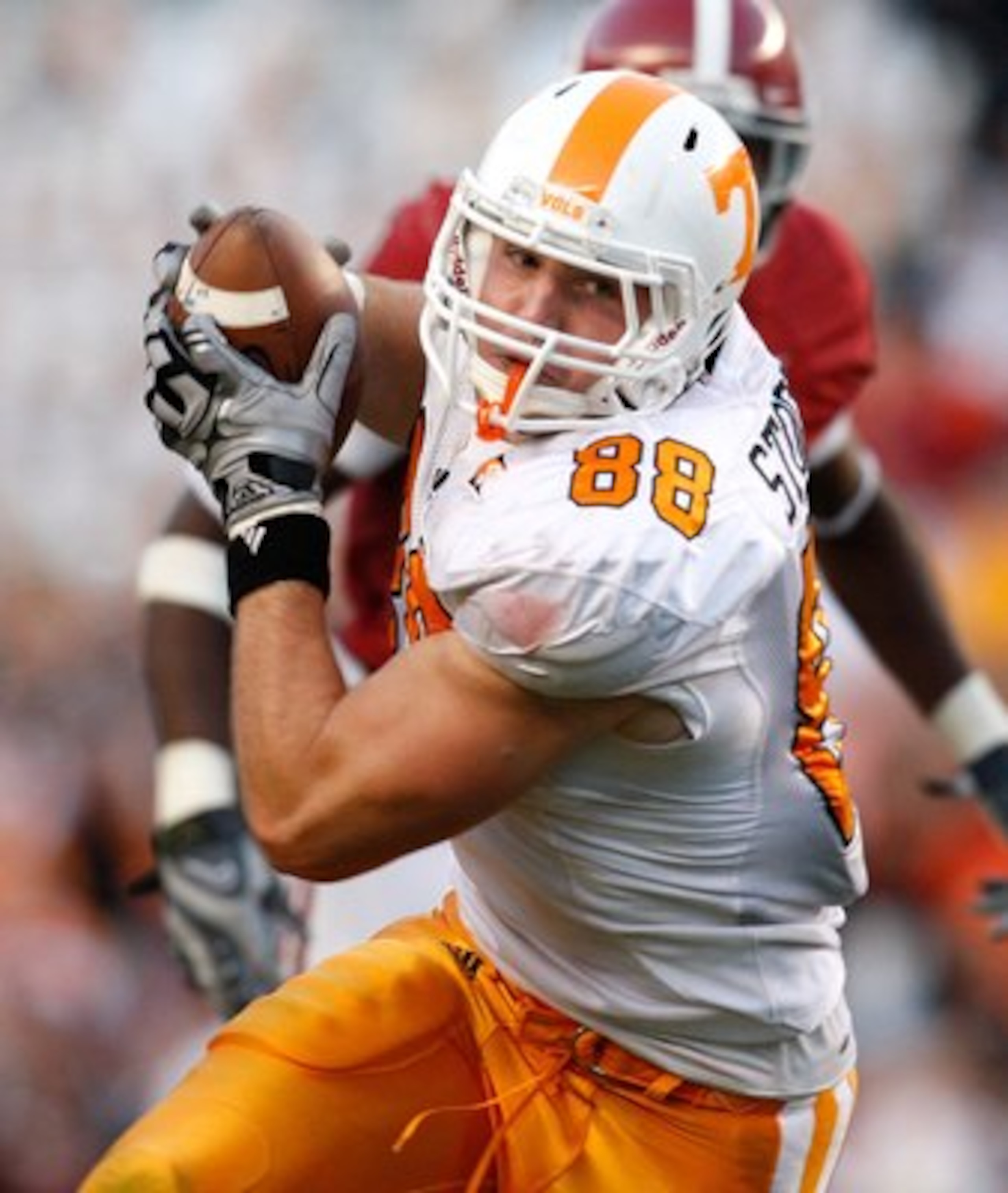 TUSCALOOSA, AL - OCTOBER 24: Luke Stocker #88 of the Tennessee Volunteers against the Alabama Crimson Tide at Bryant-Denny Stadium on October 24, 2009 in Tuscaloosa, Alabama. (Photo by Kevin C. Cox/Getty Images) TUSCALOOSA, AL - OCTOBER 24: Luke Stocker #88 of the Tennessee Volunteers against the Alabama Crimson Tide at Bryant-Denny Stadium on October 24, 2009 in Tuscaloosa, Alabama. (Photo by Kevin C. Cox/Getty Images)