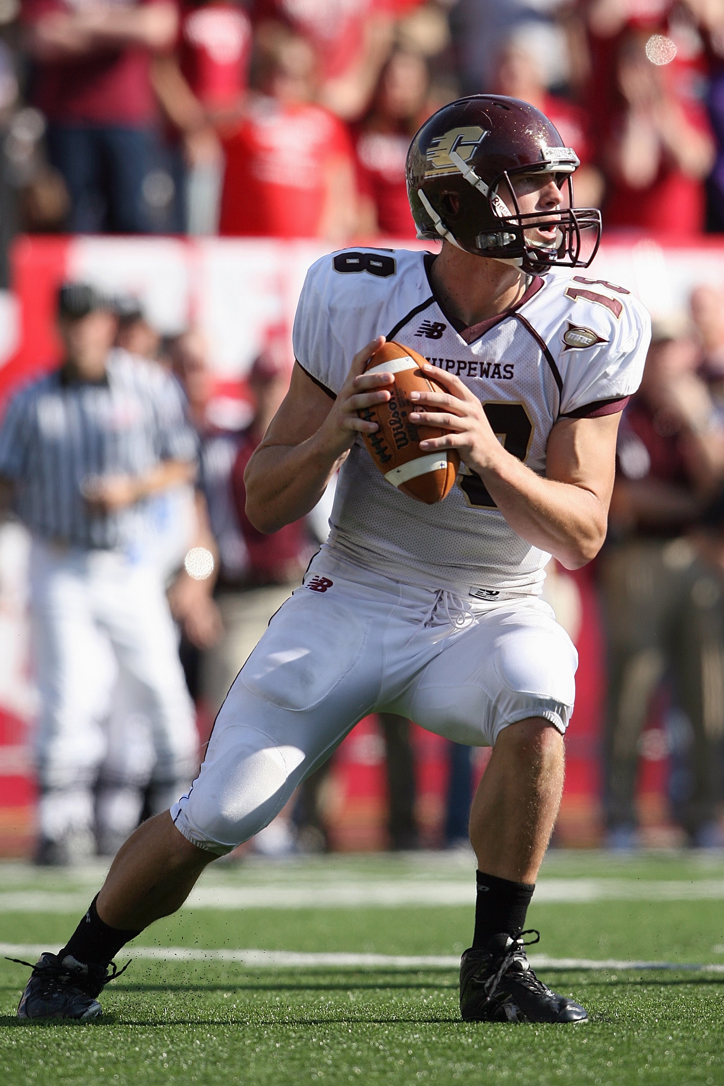 BLOOMINGTON, IN - NOVEMBER 01:  Quarterback Brian Brunner #18 of the Central Michigan Chippewas passes the ball during the game against the Indiana Hooisers at Memorial Stadium on November 1, 2008 in Bloomington, Indiana.  (Photo by Andy Lyons/Getty Image