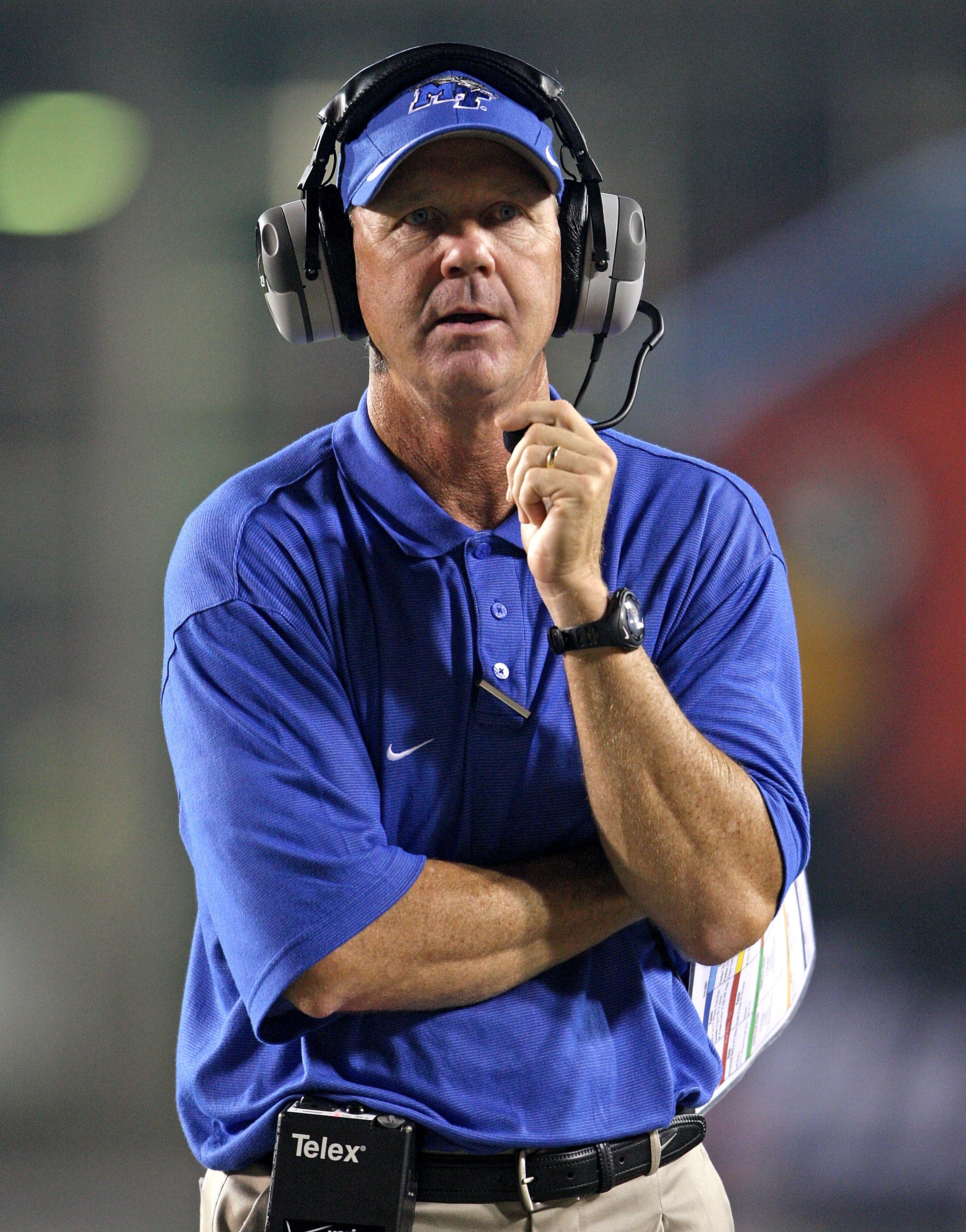 LOUISVILLE, KY - SEPTEMBER 06:  Rick Stockstill  the Head Coach of Middle Tennessee is pictured during the game against Louisville  on September 6, 2007 at Papa John's Cardinal Stadium in Louisville , Kentucky.  (Photo by Andy Lyons/Getty Images)