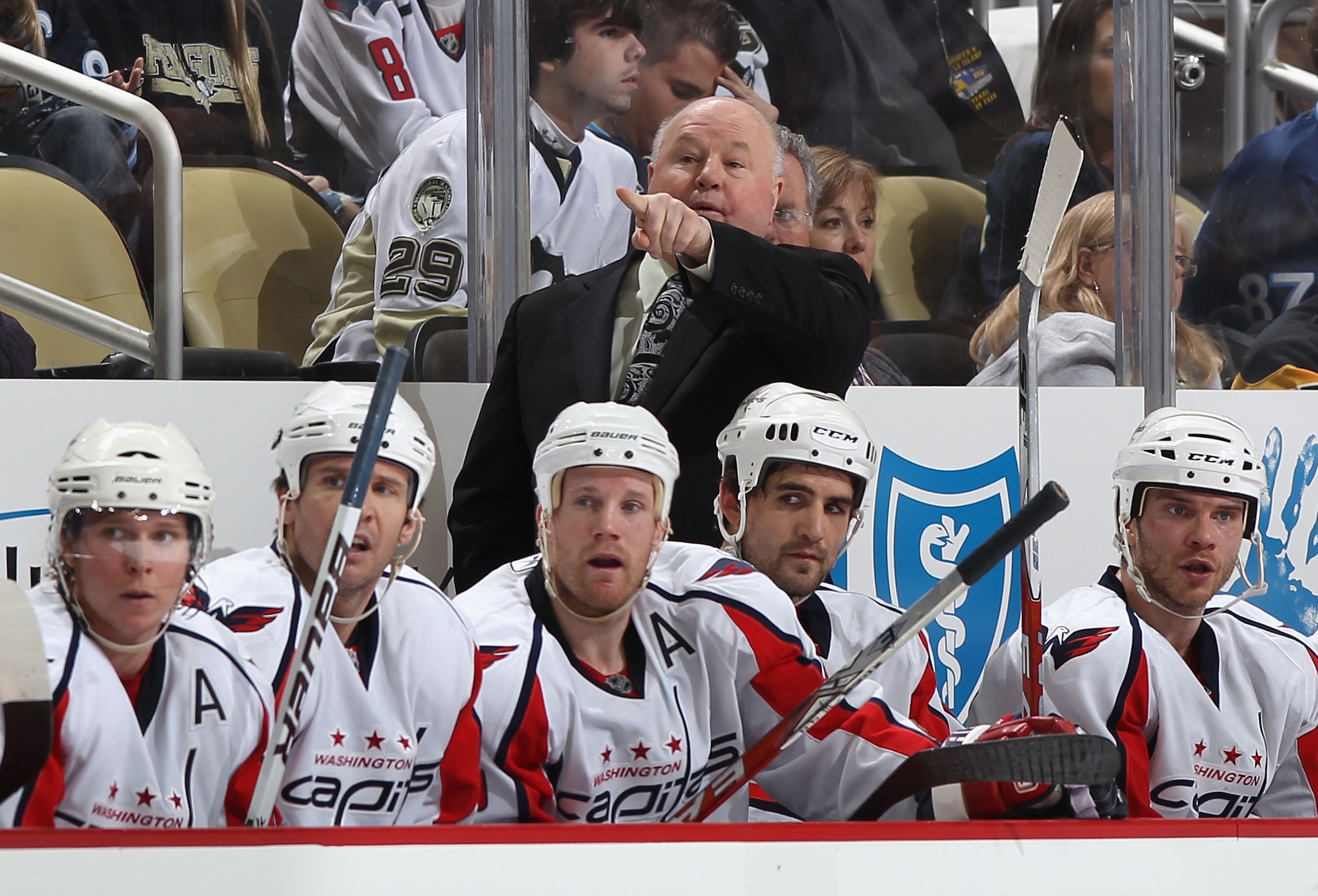 PITTSBURGH, PA - FEBRUARY 21: Head coach Bruce Boudreau of the Washington Capitals directs his team during the NHL game against the Pittsburgh Penguins at Consol Energy Center on February 21, 2011 in Pittsburgh, Pennsylvania. The Capitals defeated the Pe PITTSBURGH, PA - FEBRUARY 21: Head coach Bruce Boudreau of the Washington Capitals directs his team during the NHL game against the Pittsburgh Penguins at Consol Energy Center on February 21, 2011 in Pittsburgh, Pennsylvania. The Capitals defeated the Pe