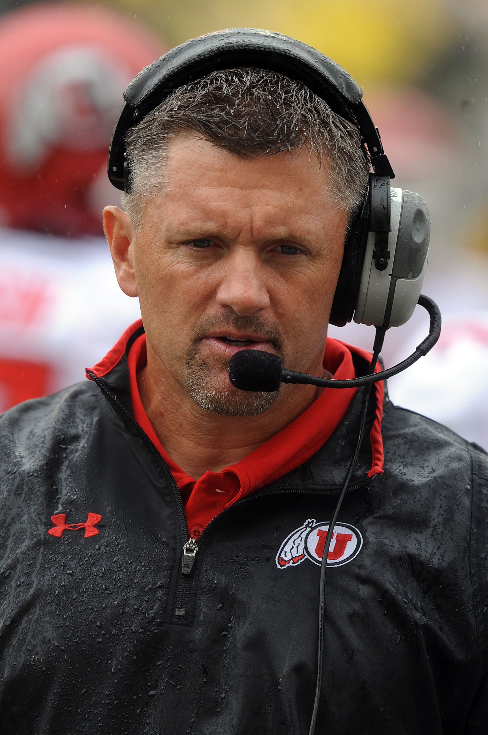 EUGENE, OR - SEPTEMBER 19:  Head coach Kyle Whittingham of the Utah Utes works the sidelines in the third quarter of the game against the Oregon Ducks at Autzen Stadium on September 19, 2009 in Eugene, Oregon. Oregon won the game 31-24. (Photo by Steve Dy