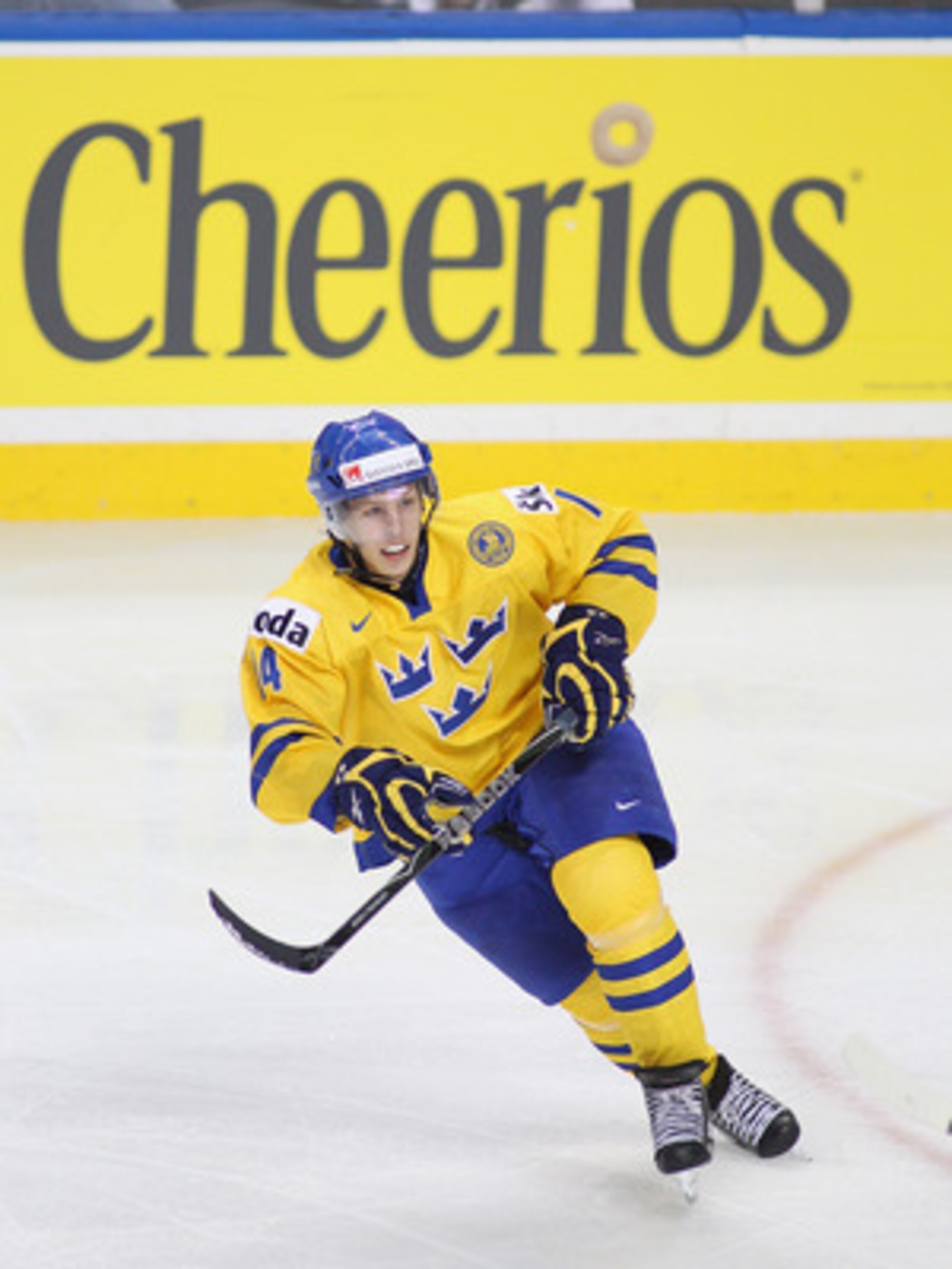 BUFFALO, NY - JANUARY 03:  Max Friberg #14 of Sweden skates against Russia during the 2011 IIHF World U20 Championship Semi Final game between Sweden and Russia on January 3, 2011 in Buffalo, New York. Russia won 4-3 and faces Canada in the gold medal gam