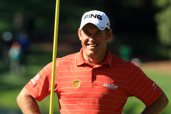 AUGUSTA, GA - APRIL 06:  Lee Westwood of England smiles during the Par 3 Contest prior to the 2011 Masters Tournament at Augusta National Golf Club on April 6, 2011 in Augusta, Georgia.  (Photo by David Cannon/Getty Images)