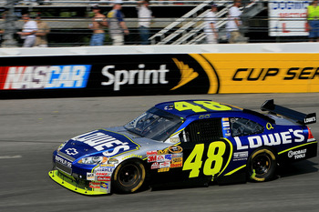 RICHMOND, VA - SEPTEMBER 07:  Jimmie Johnson driver of the #48 Lowe's Chevrolet during the NASCAR Sprint Cup Series Chevy Rock & Roll 400 at Richmond International Raceway on September 7, 2008 in Richmond, Virginia.  (Photo by Jerry Markland/Getty Images 