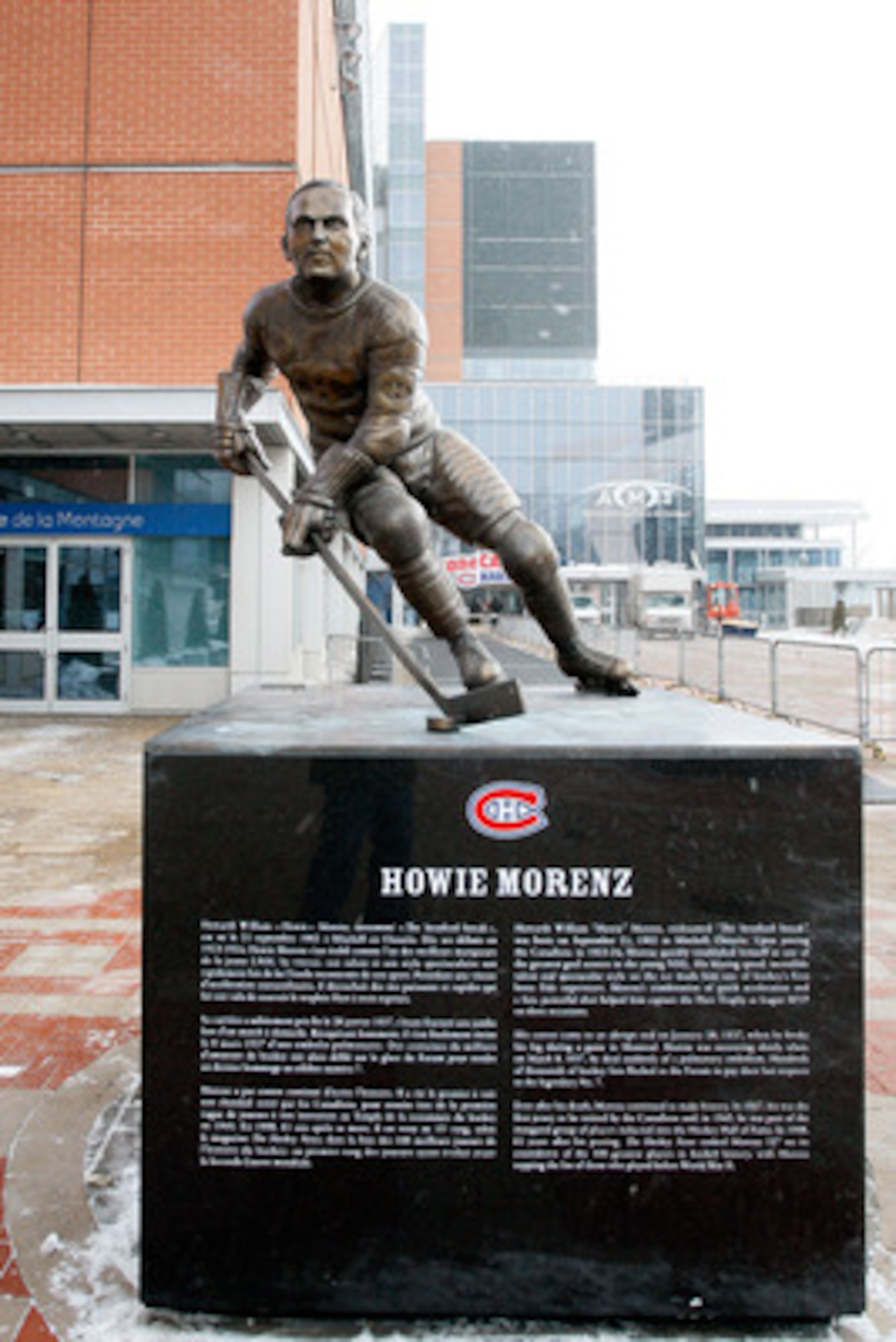 MONTREAL- JANUARY 21:  A statue of Howie Morenz in Centennial Plaza outside of the Bell Centre, on January 21, 2009 in Montreal, Quebec, Canada.  (Photo by Richard Wolowicz/Getty Images)