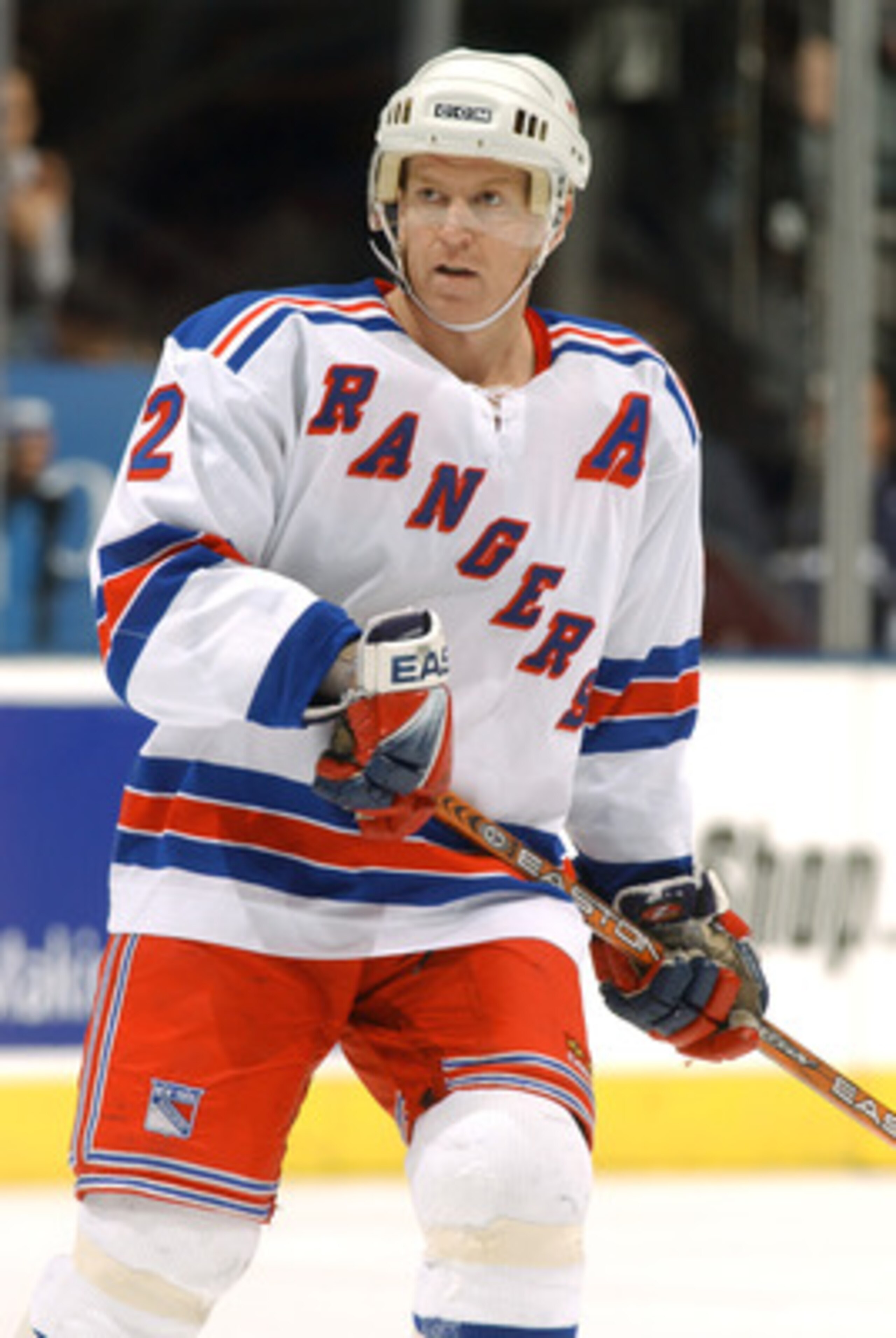 TORONTO - DECEMBER 02:  Defenseman Brian Leetch #2 of the New York Rangers on the ice during the game against the Toronto Maple Leafs at the Air Canada Centre on December 2, 2003 in Toronto, Ontario. The Rangers defeated the Leafs 5-4. (Photo By Dave Sand