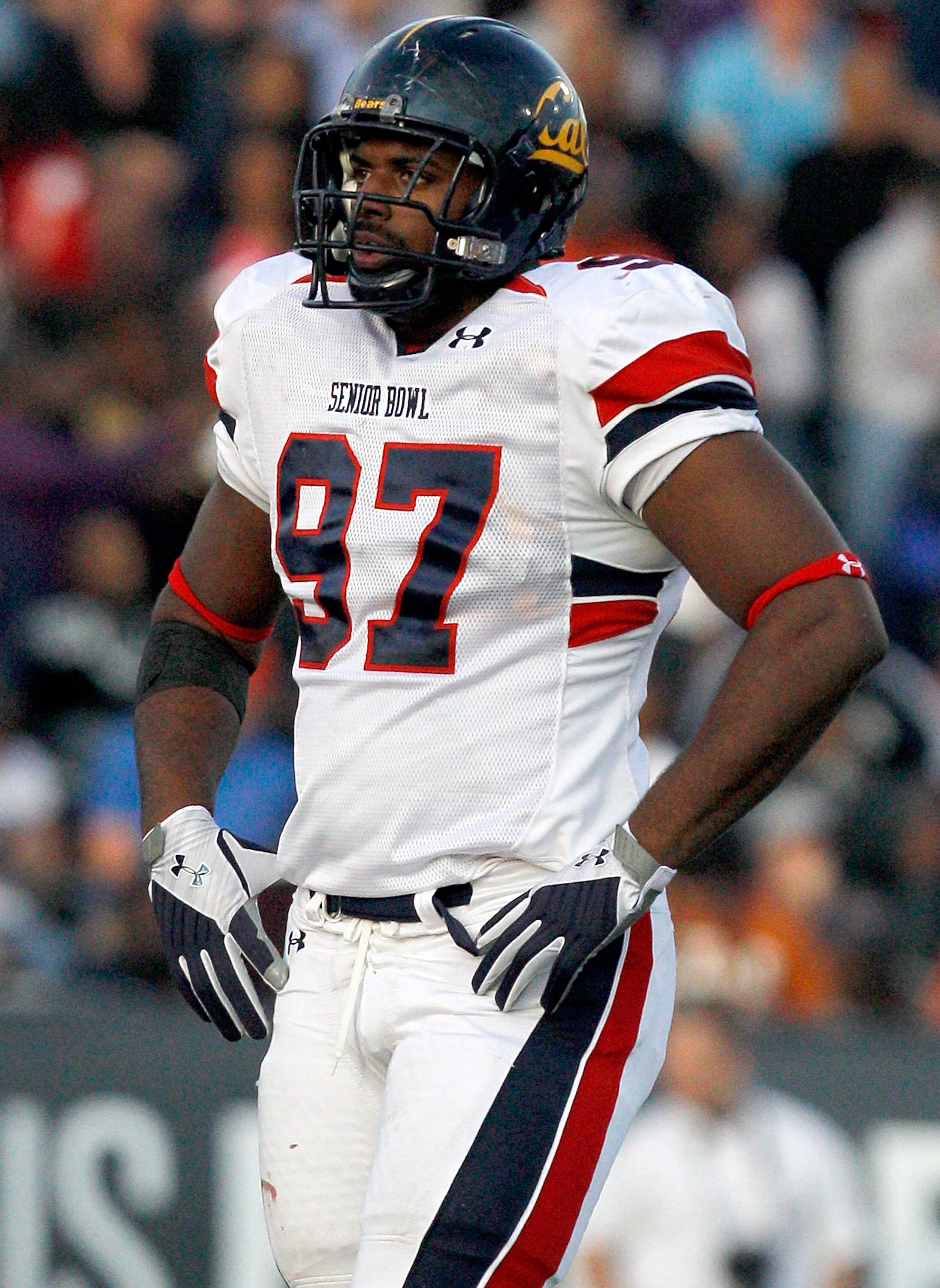 MOBILE, AL - JANUARY 29:Defensive lineman Cameron Jordan #97 of the North Team during the Under Armour Senior Bowl on January 29, 2011 at Ladd-Pebbles Stadium in Mobile, Alabama. (Photo by Sean Gardner/Getty Images for Under Armour) MOBILE, AL - JANUARY 29:Defensive lineman Cameron Jordan #97 of the North Team during the Under Armour Senior Bowl on January 29, 2011 at Ladd-Pebbles Stadium in Mobile, Alabama. (Photo by Sean Gardner/Getty Images for Under Armour)