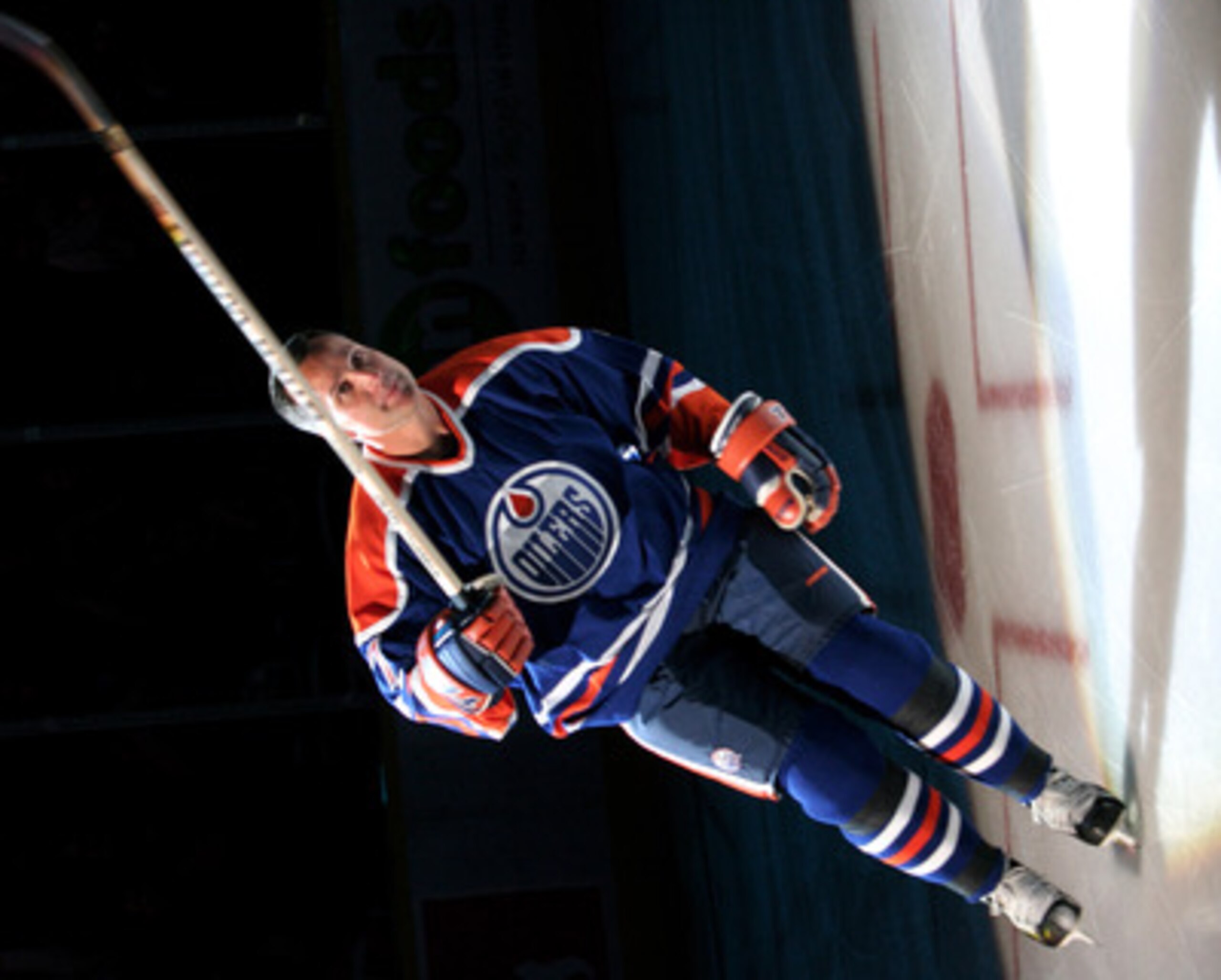 EDMONTON, CANADA - OCTOBER 18:  Edmonton Oiler great Paul Coffey takes a final skate around the ice after his number 7 banner was raised to the rafters during a special ceremony on October 18, 2005 at Rexall Place in Edmonton, Alberta, Canada.  (Photo by 