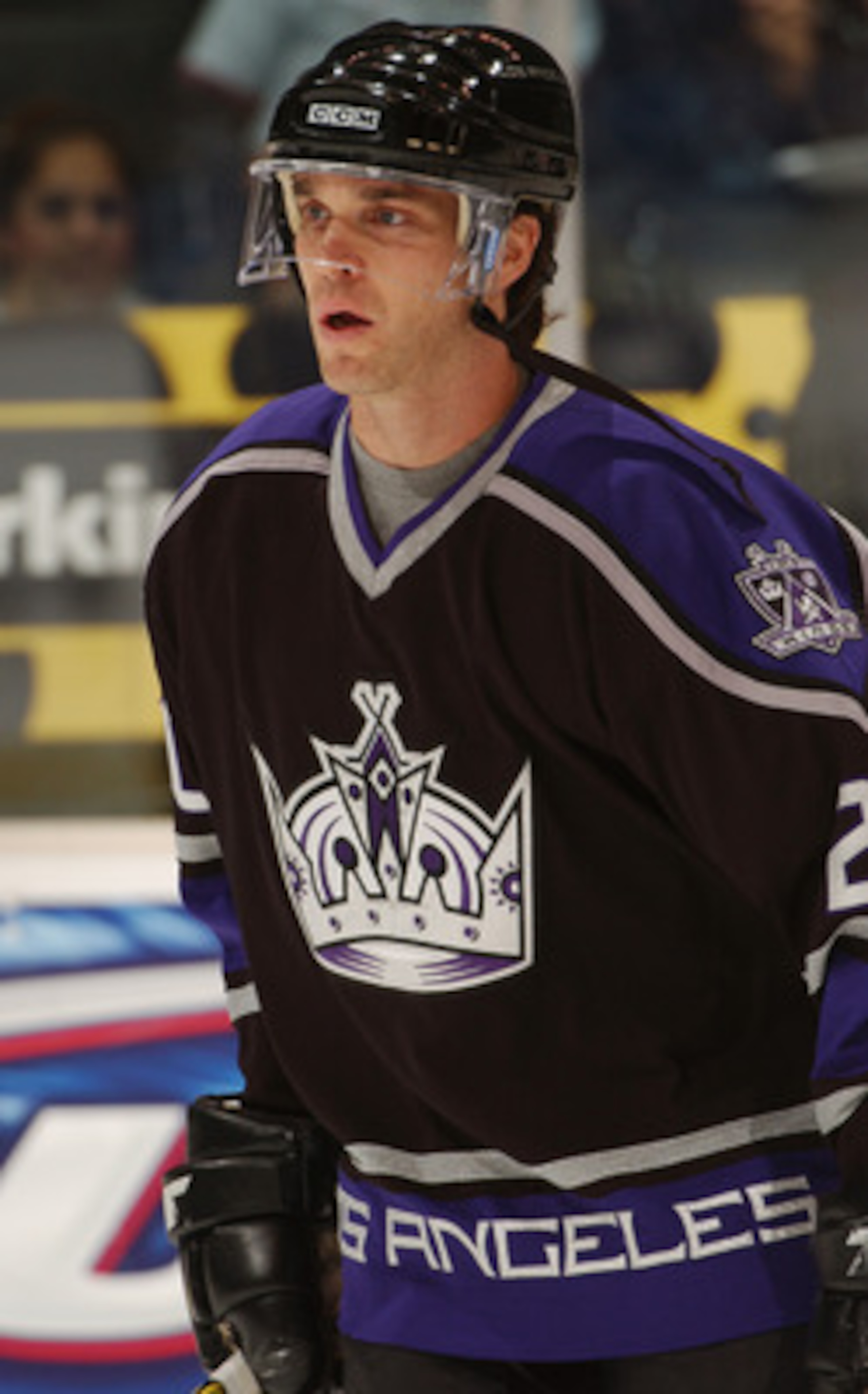 LOS ANGELES, CA - OCTOBER 23:  Luc Robitaille #20 of the Los Angeles Kings looks on in warms-up prior to the start of the NHL game against the Calgary Flames on October 23, 2005 at the Staples Center in Los Angeles, California.  (Photo by Noah Graham/Gett