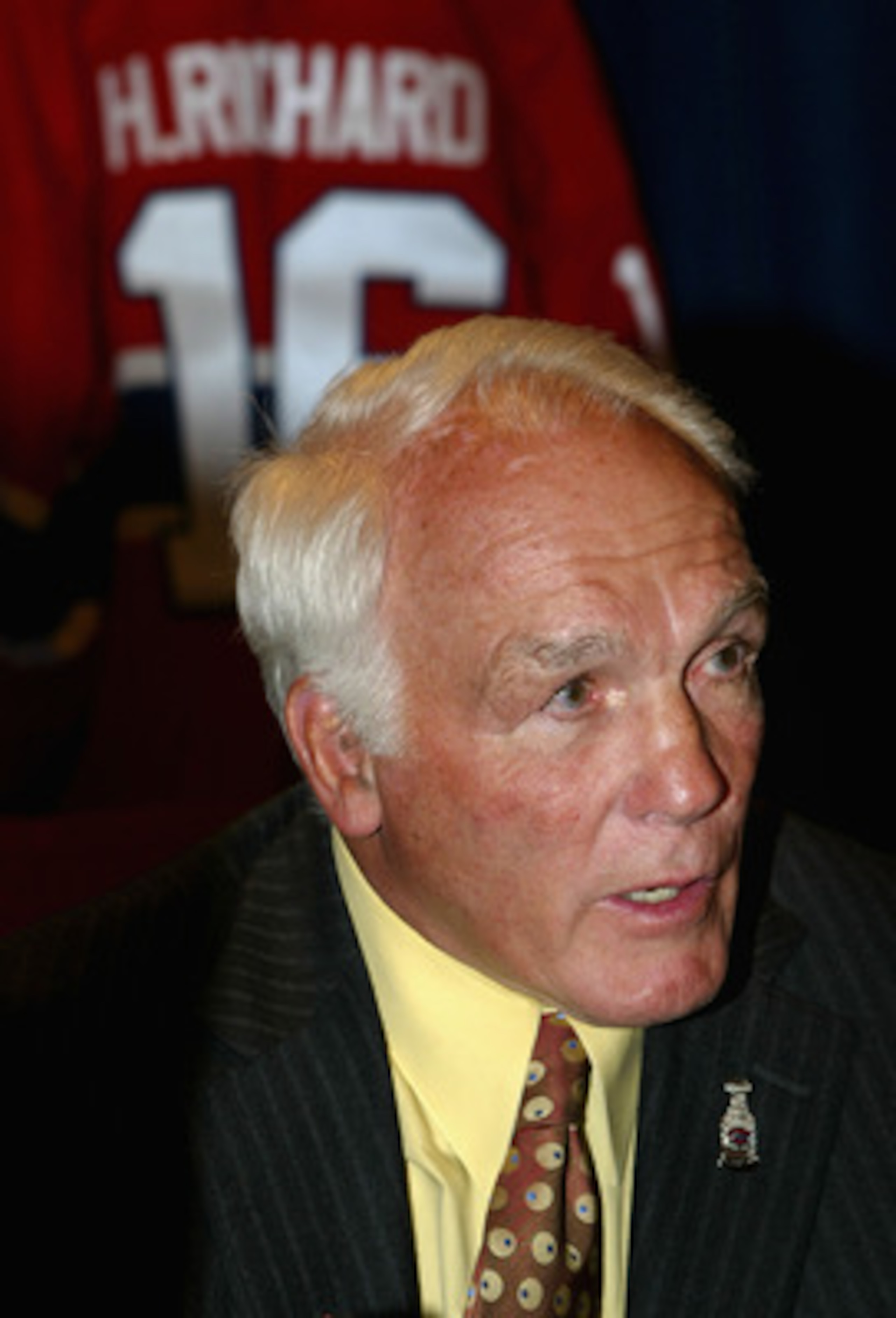 OTTAWA, ON - JUNE 01:  Former Montreal Canadiens great, Henri Richard speaks with the media during the 'Salute to the Stanley Cup Legends' on June 1, 2007 at the Brookstreet Hotel in Ottawa, Canada.  (Photo by Dave Sandford/Getty Images)