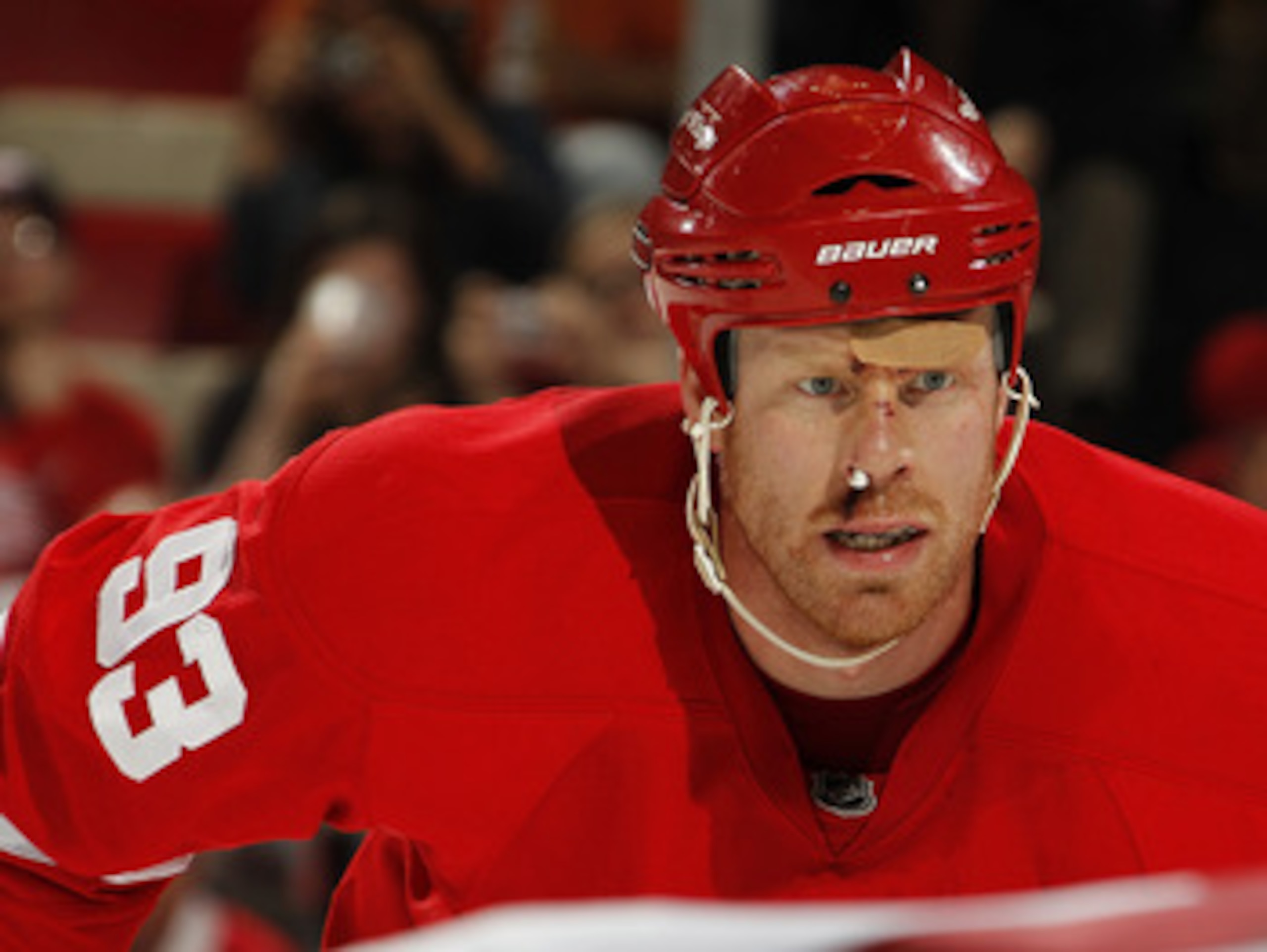 DETROIT, MI - APRIL 16: Johan Franzen #93 of the Detroit Red Wings skates against the Phoenix Coyotes in Game Two of the Western Conference Quarterfinals during the 2011 Stanley Cup Playoffs at Joe Louis Arena on April 16, 2011 in Detroit, Michigan. (Pho DETROIT, MI - APRIL 16: Johan Franzen #93 of the Detroit Red Wings skates against the Phoenix Coyotes in Game Two of the Western Conference Quarterfinals during the 2011 Stanley Cup Playoffs at Joe Louis Arena on April 16, 2011 in Detroit, Michigan. (Pho