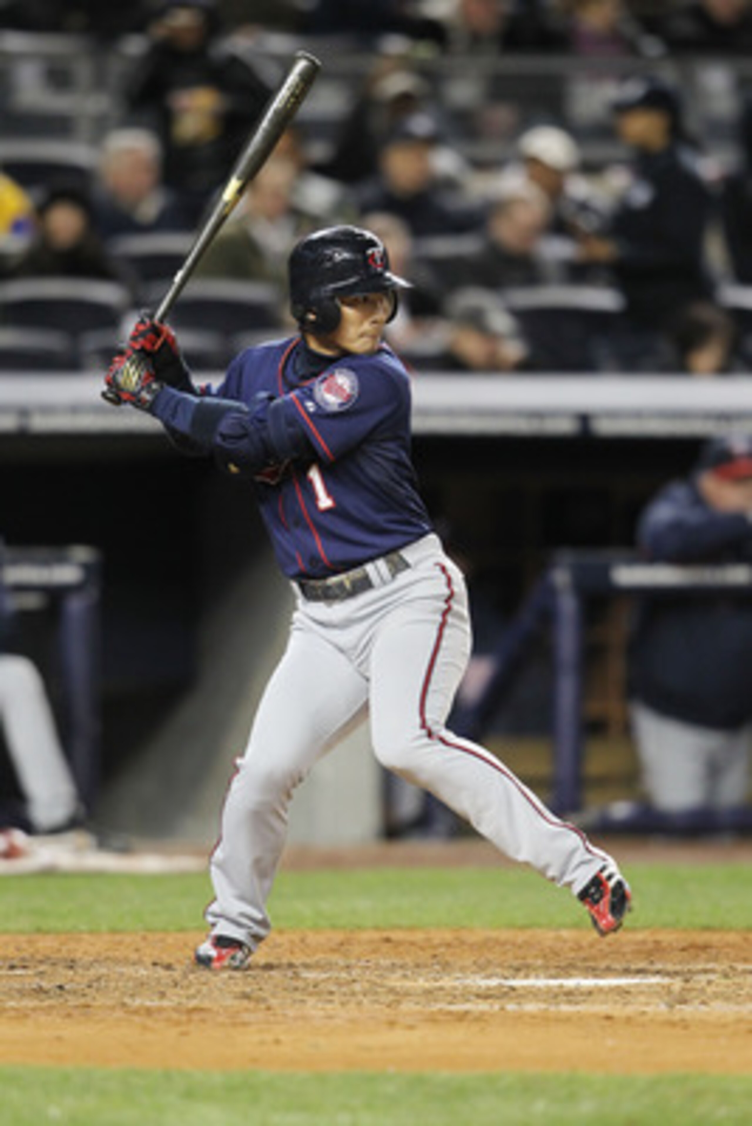 NEW YORK, NY - APRIL 05:  Tsuyoshi Nishioka #1 of the Minnesota Twins against the New York Yankees at Yankee Stadium on April 5, 2011 in the Bronx borough of New York City.  (Photo by Nick Laham/Getty Images)