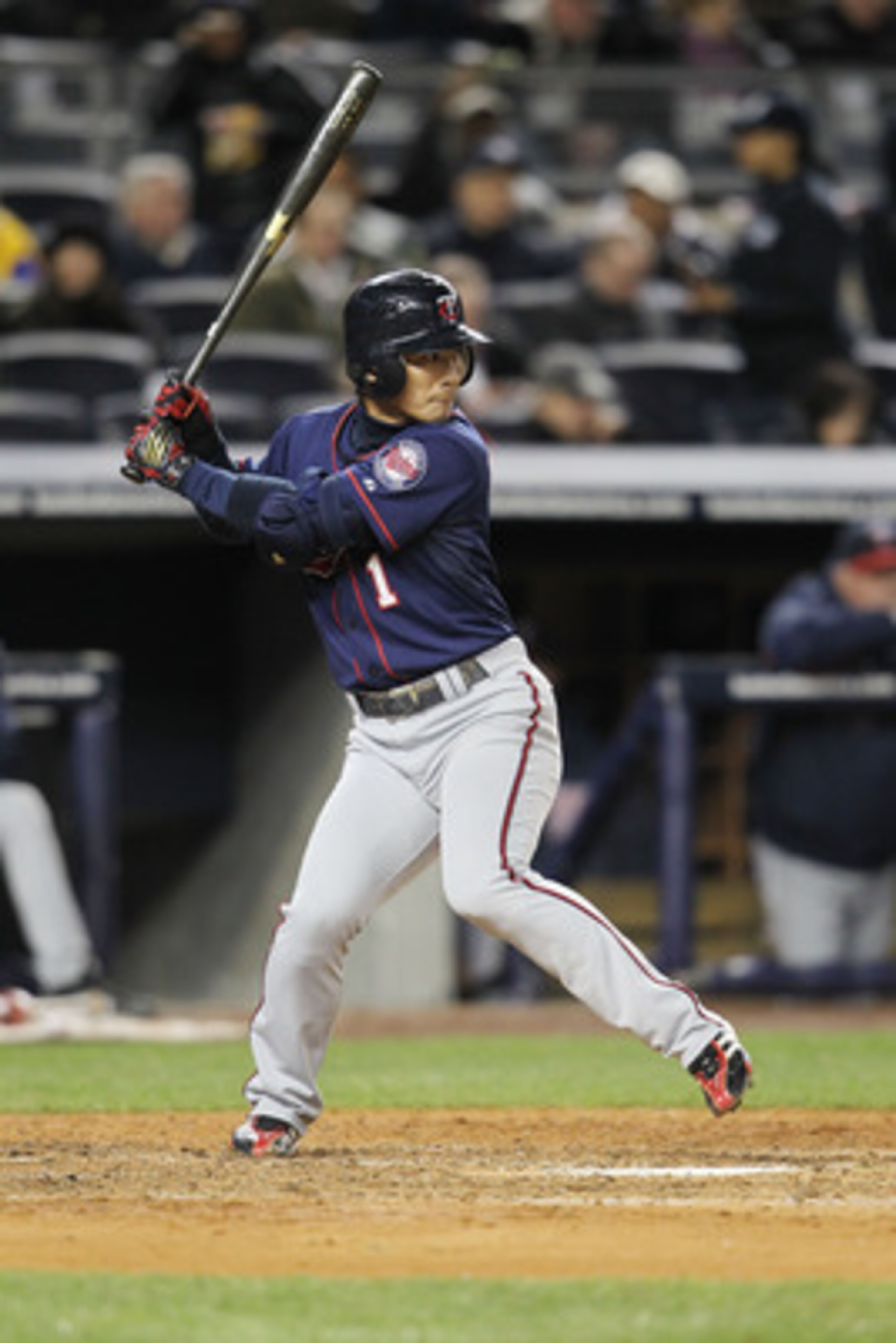 NEW YORK, NY - APRIL 05:  Tsuyoshi Nishioka #1 of the Minnesota Twins against the New York Yankees at Yankee Stadium on April 5, 2011 in the Bronx borough of New York City.  (Photo by Nick Laham/Getty Images)