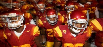 LOS ANGELES, CA - NOVEMBER 27:  The USC Trojans come through the tunnel to the field before the game with the Notre Dame Fighting Irish at the Los Angeles Memorial Coliseum on November 27, 2010 in Los Angeles, California. Notre Dame won 20-16.  (Photo by