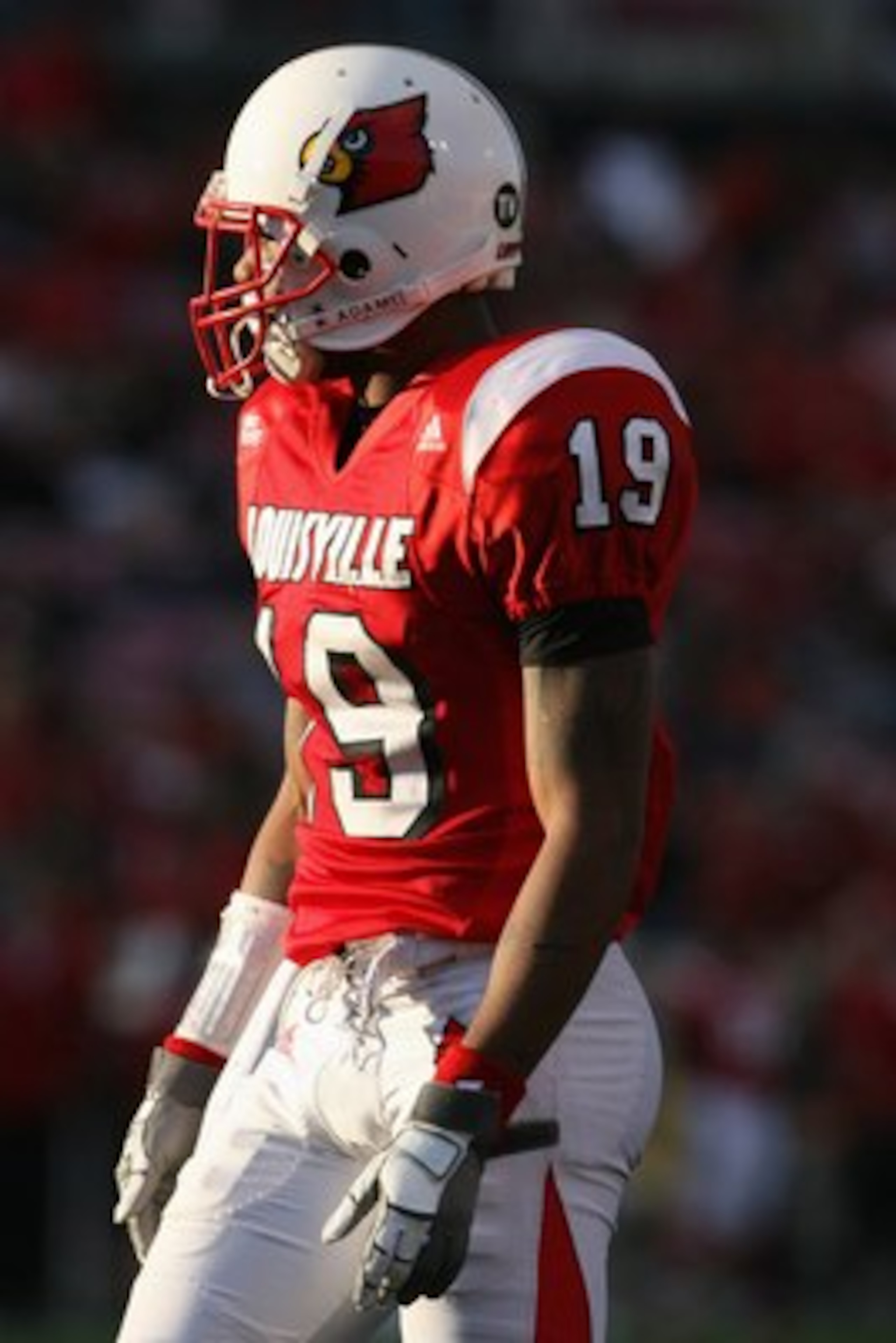LOUISVILLE, KY - OCTOBER 18:  Johnny Patrick #19 of the Louisville Cardinals looks on against the Middle Tennessee Blue Raiders during the game at Papa John's Cardinal Stadium on October 18, 2008 in Louisville, Kentucky.  Louisville defeated Middle Tennes