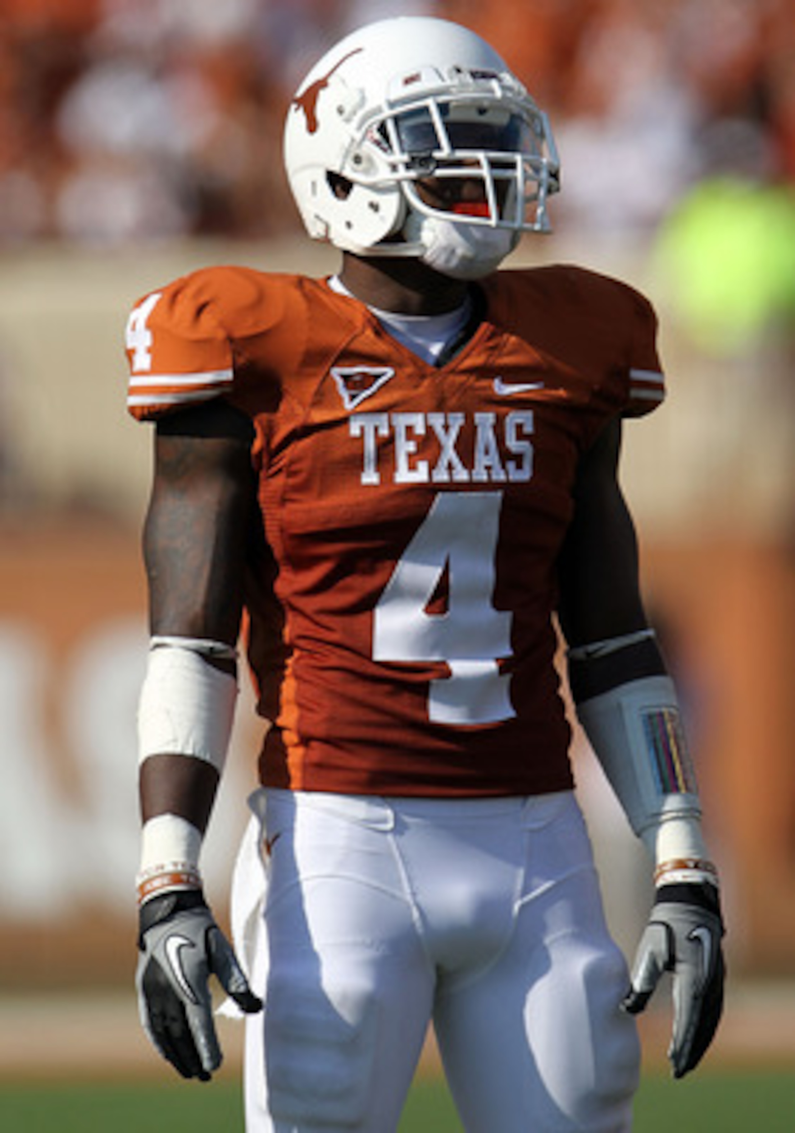 AUSTIN, TX - SEPTEMBER 25:  Cornerback Aaron Williams #4 of the Texas Longhorns at Darrell K Royal-Texas Memorial Stadium on September 25, 2010 in Austin, Texas.  (Photo by Ronald Martinez/Getty Images)
