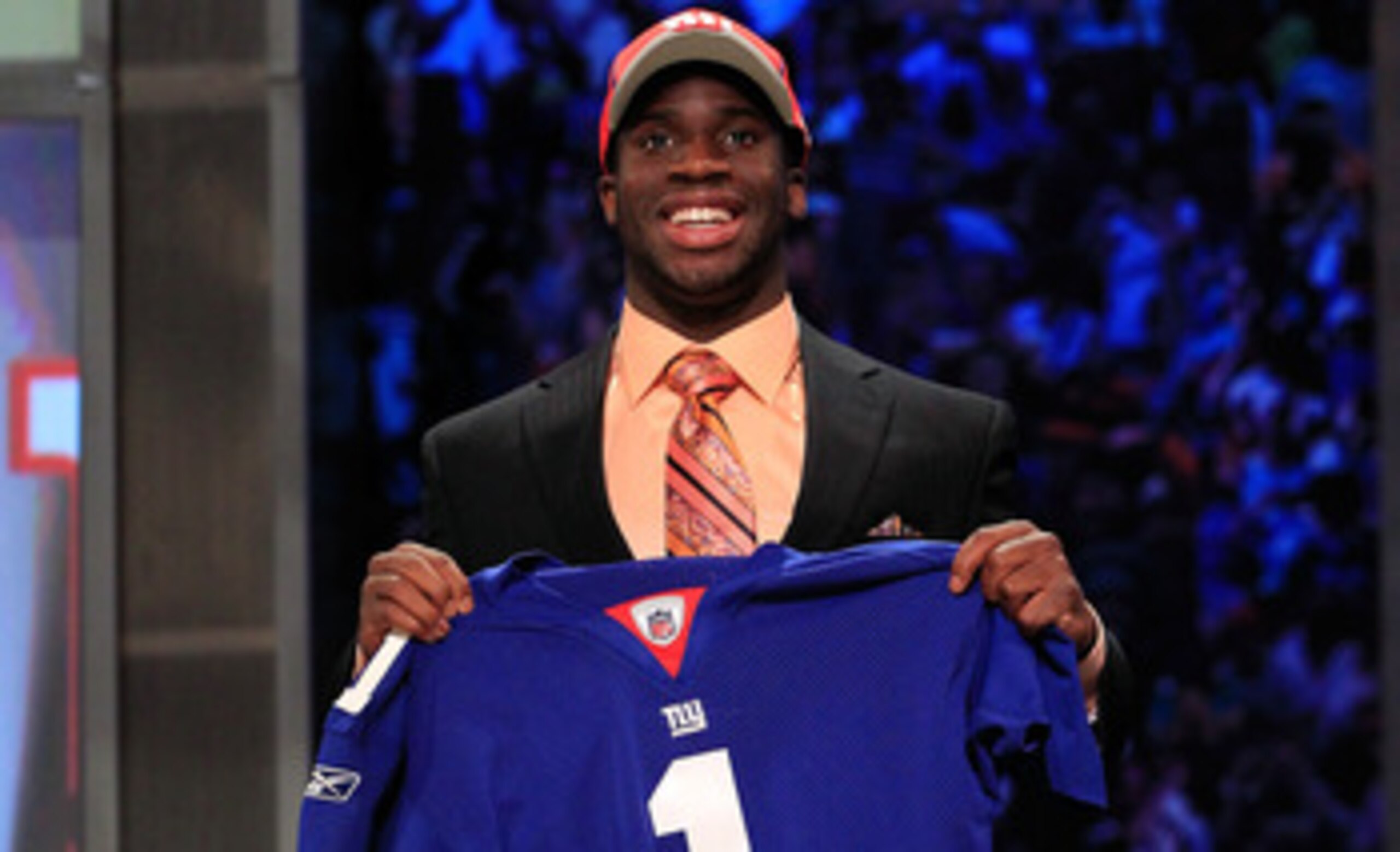 NEW YORK, NY - APRIL 28: Prince Amukamara, #19 overall pick by the New York Giants, holds up a jersey on stage during the 2011 NFL Draft at Radio City Music Hall on April 28, 2011 in New York City. (Photo by Chris Trotman/Getty Images) NEW YORK, NY - APRIL 28: Prince Amukamara, #19 overall pick by the New York Giants, holds up a jersey on stage during the 2011 NFL Draft at Radio City Music Hall on April 28, 2011 in New York City. (Photo by Chris Trotman/Getty Images)