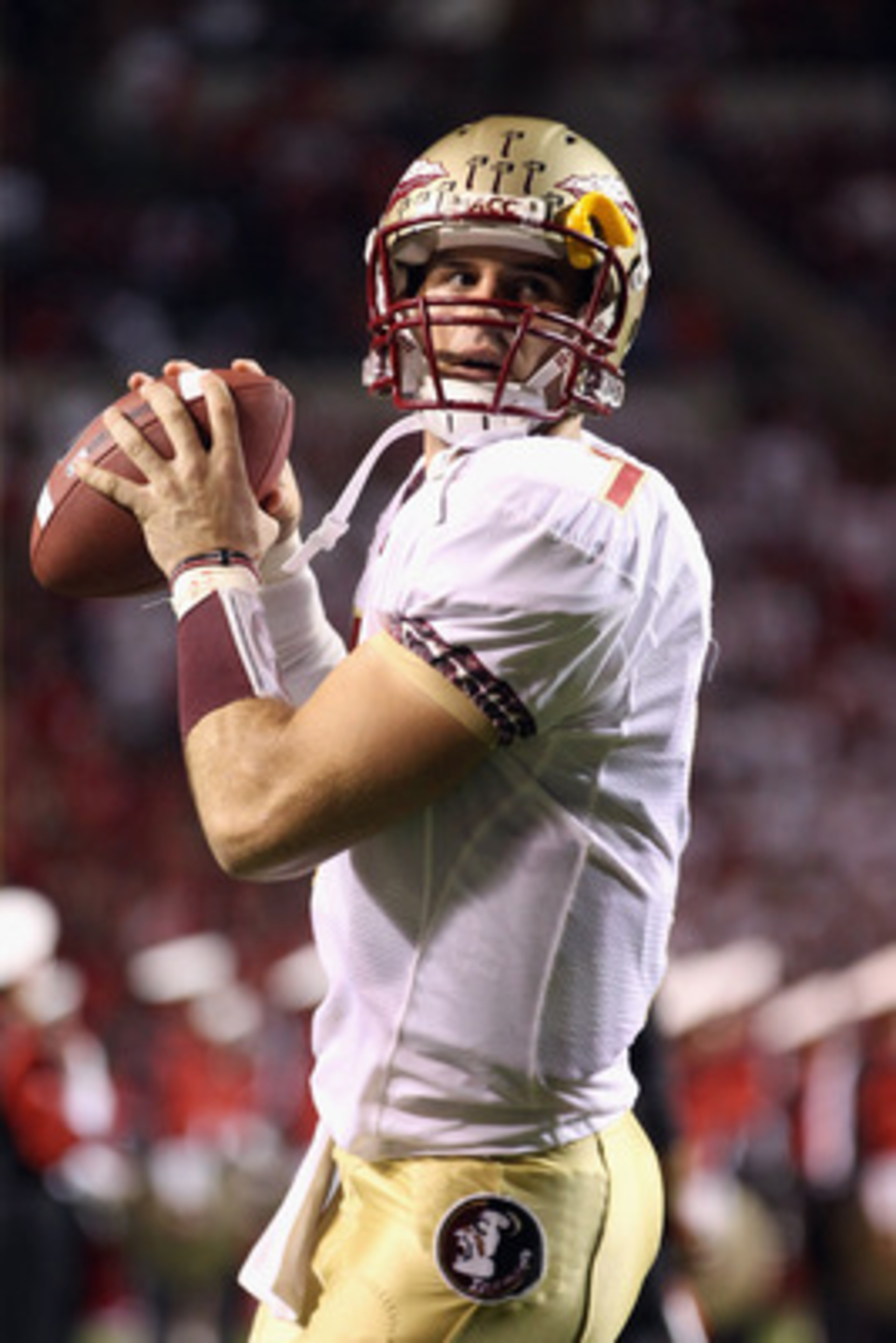 RALEIGH, NC - OCTOBER 28: Christian Ponder #7 of the Florida State Seminoles against the North Carolina State Wolfpack during their game at Carter-Finley Stadium on October 28, 2010 in Raleigh, North Carolina. (Photo by Streeter Lecka/Getty Images) RALEIGH, NC - OCTOBER 28: Christian Ponder #7 of the Florida State Seminoles against the North Carolina State Wolfpack during their game at Carter-Finley Stadium on October 28, 2010 in Raleigh, North Carolina. (Photo by Streeter Lecka/Getty Images)