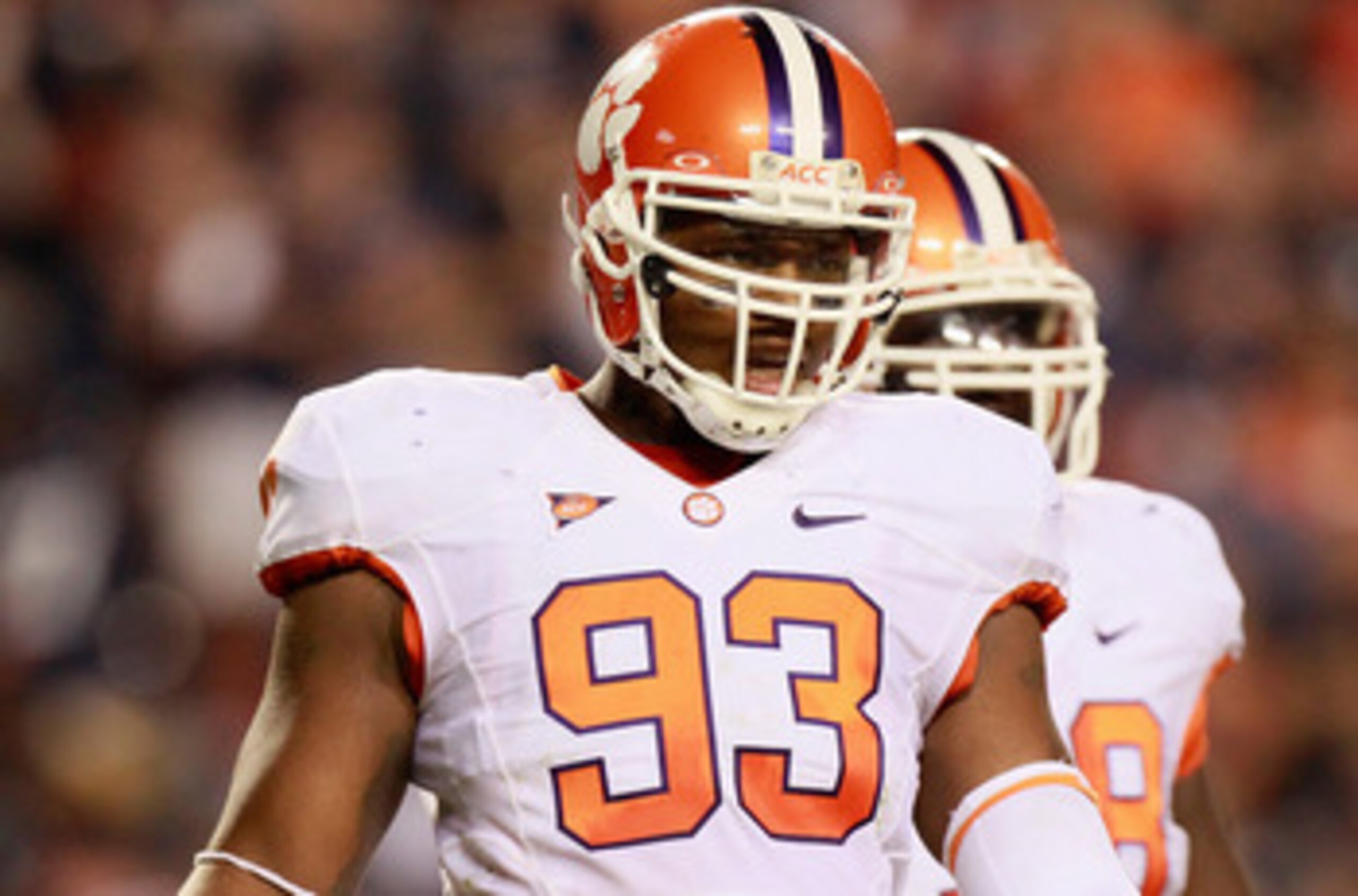 AUBURN, AL - SEPTEMBER 18:  Da'Quan Bowers #93 of the Clemson Tigers against the Auburn Tigers at Jordan-Hare Stadium on September 18, 2010 in Auburn, Alabama.  (Photo by Kevin C. Cox/Getty Images)