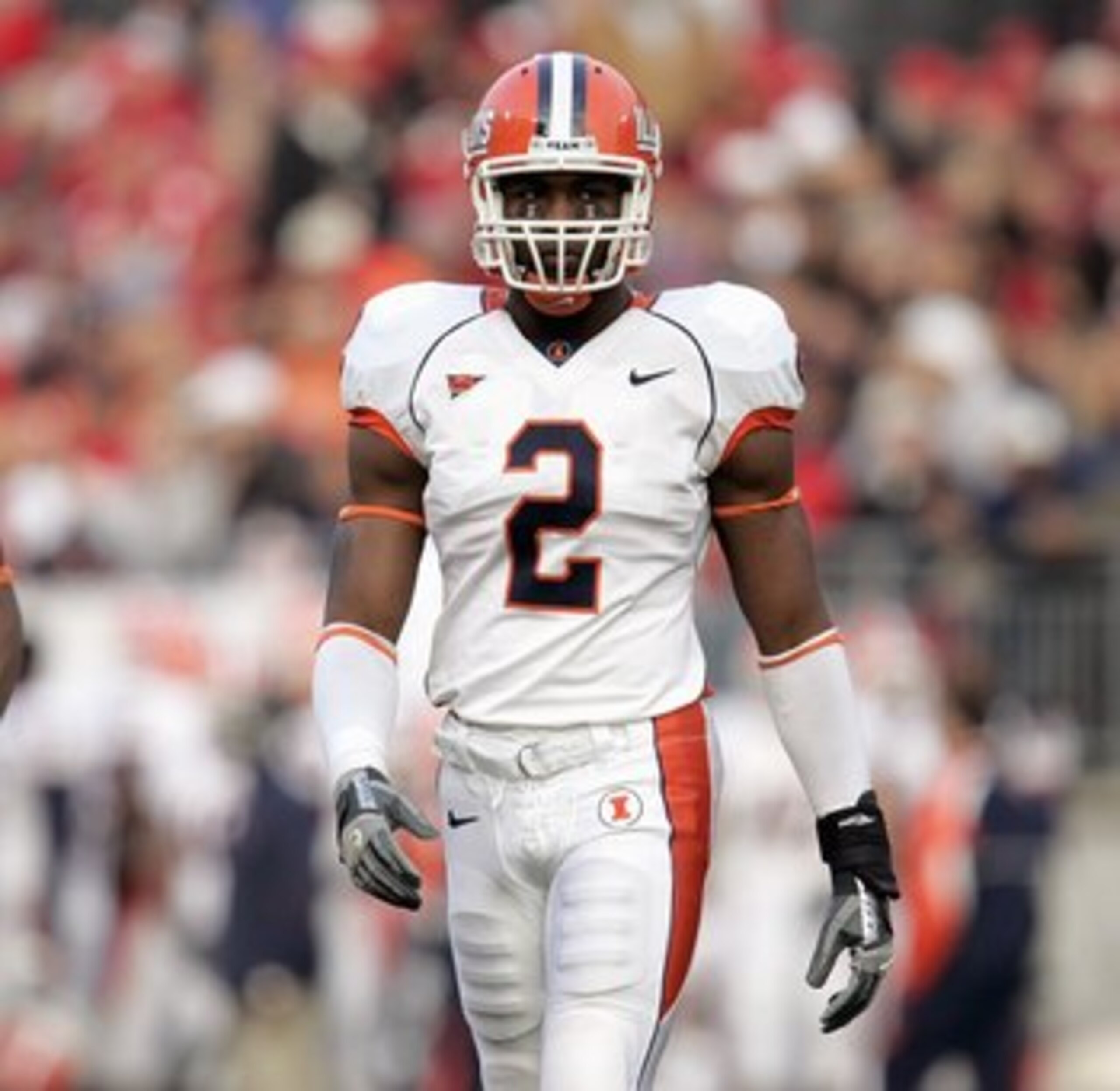 COLUMBUS - NOVEMBER 10: Martez Wilson #2 of the Illinois Fighting Illini walks on the field during the game against the Ohio State Buckeyes at Ohio Stadium November 10, 2007 in Columbus, Ohio.  Illinois defeated Ohio State 28-21.  (Photo by David Maxwell/