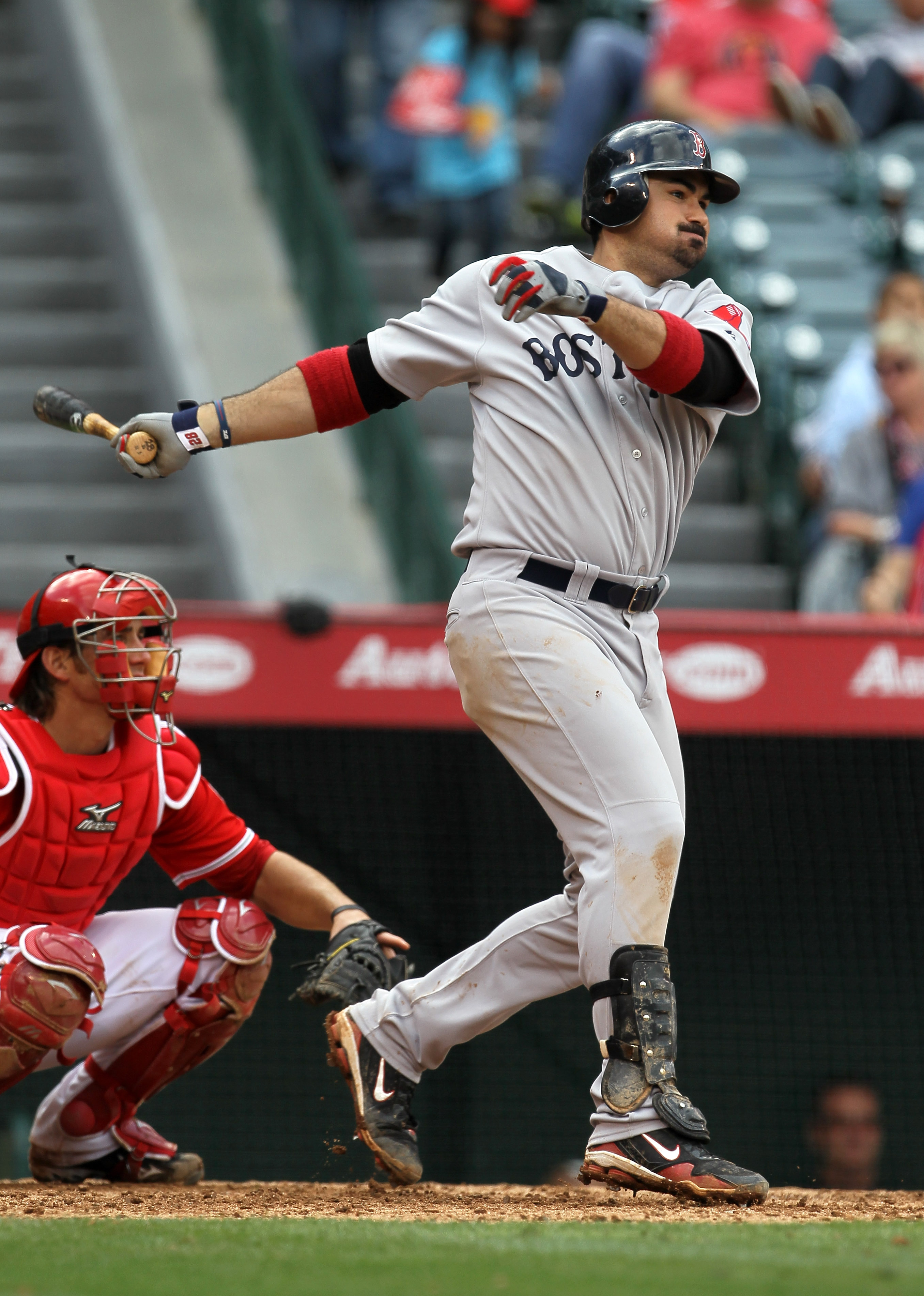 Anaheim, CA.Boston Red Sox first baseman Mike Napoli #12 at bat