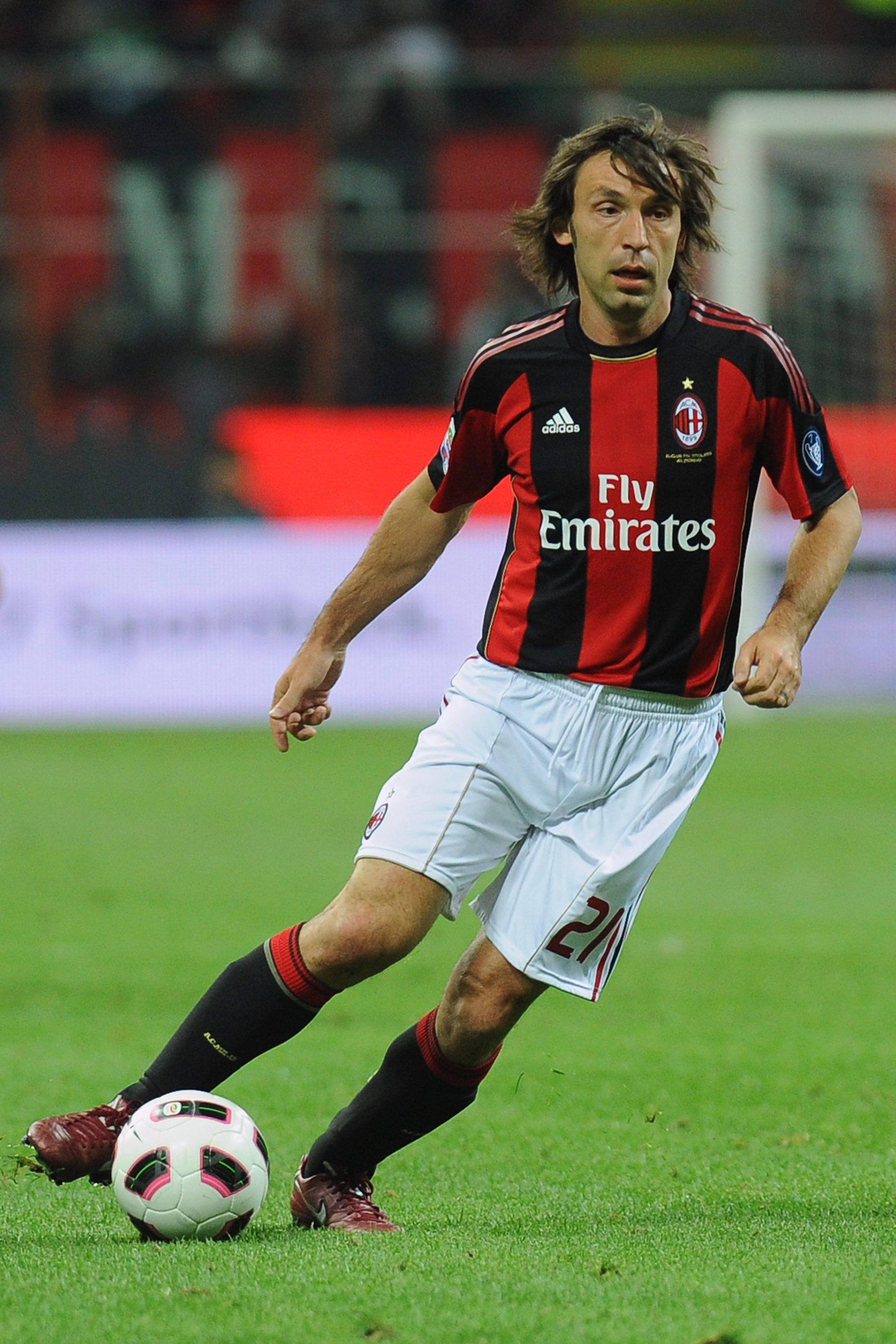 MILAN, ITALY - APRIL 16:  Andrea Pirlo of AC Milan in action during the Serie A match between AC Milan and UC Sampdoria at Stadio Giuseppe Meazza on April 16, 2011 in Milan, Italy.  (Photo by Valerio Pennicino/Getty Images)